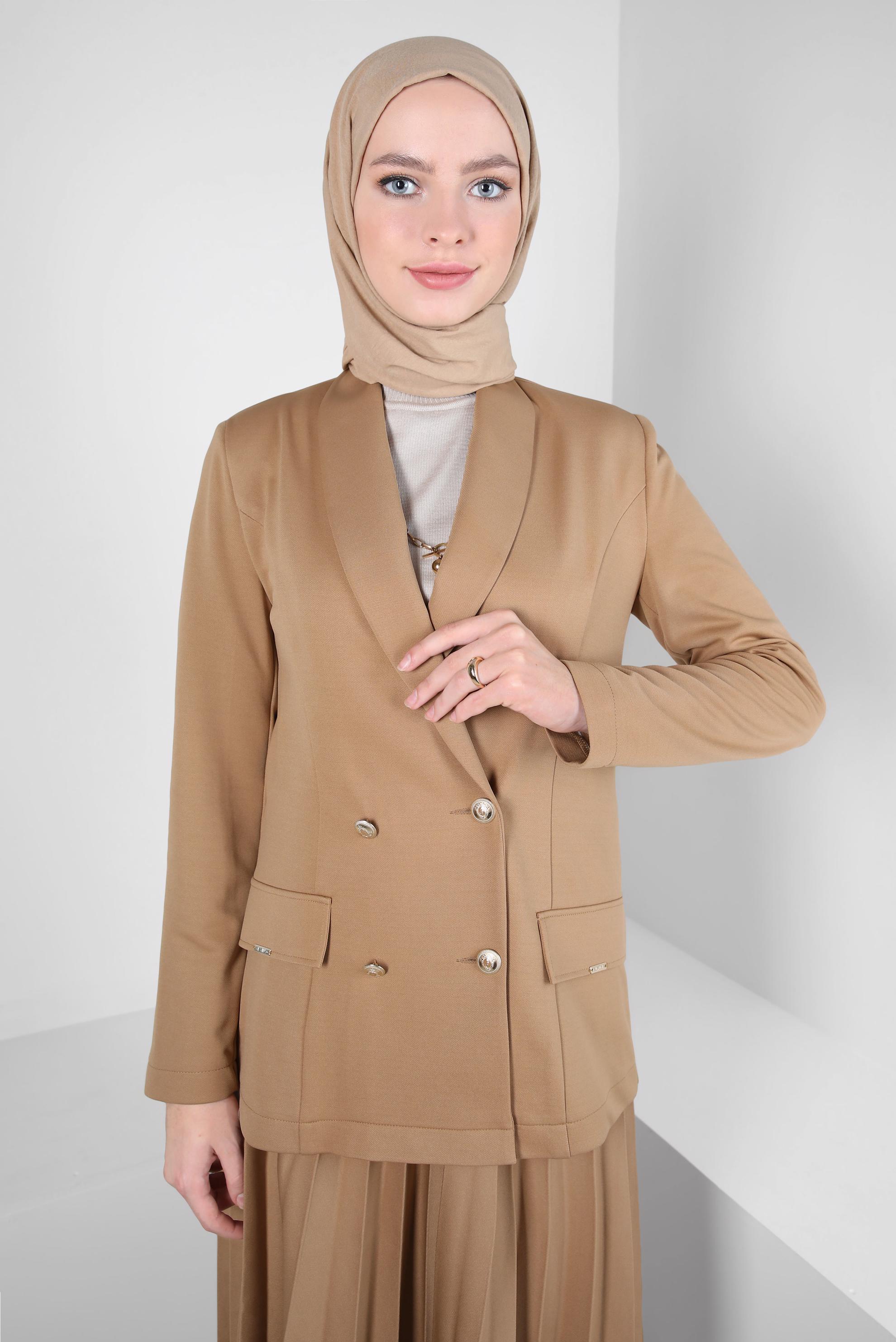 Vêtements hijab BRUN COSTUME À JUPE PLISSÉE 44229