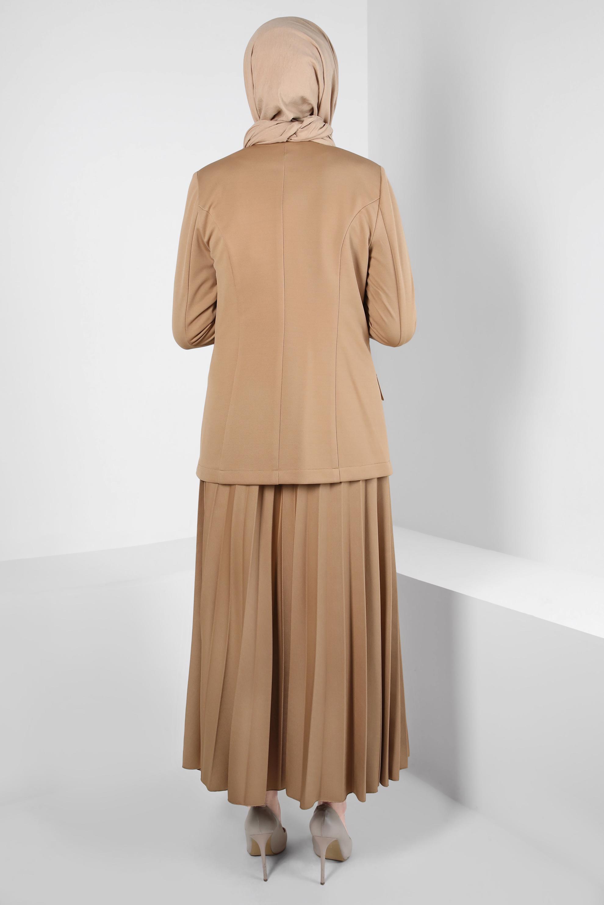 Vêtements hijab BRUN COSTUME À JUPE PLISSÉE 44229