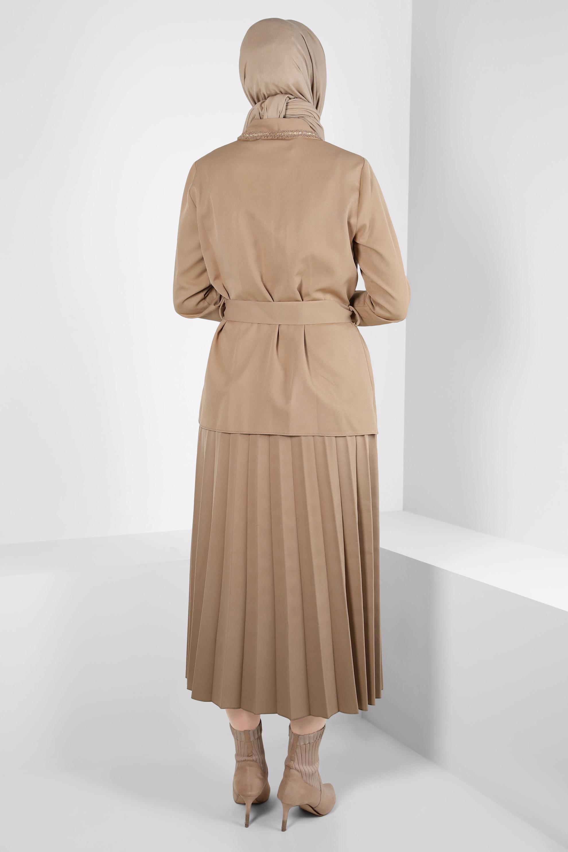 Vêtements hijab BRUN COSTUME À JUPE CEINTURE 44230