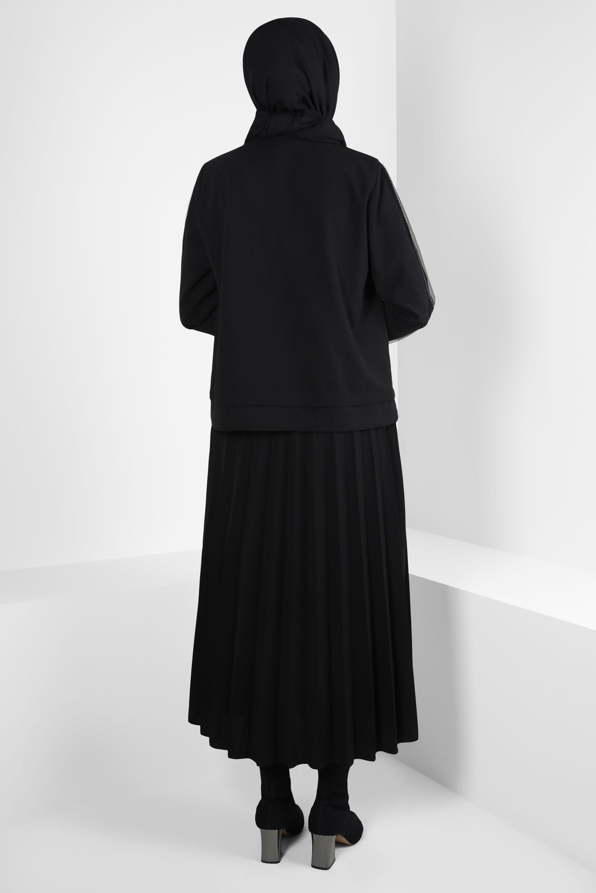 Vêtements hijab NOIR COSTUME À JUPE PLISSÉE 44243