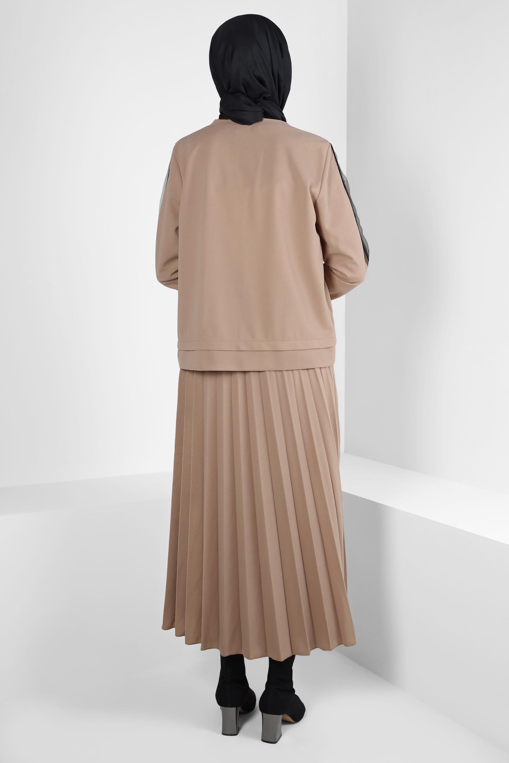 Vêtements hijab BEIGE COSTUME À JUPE PLISSÉE 44243