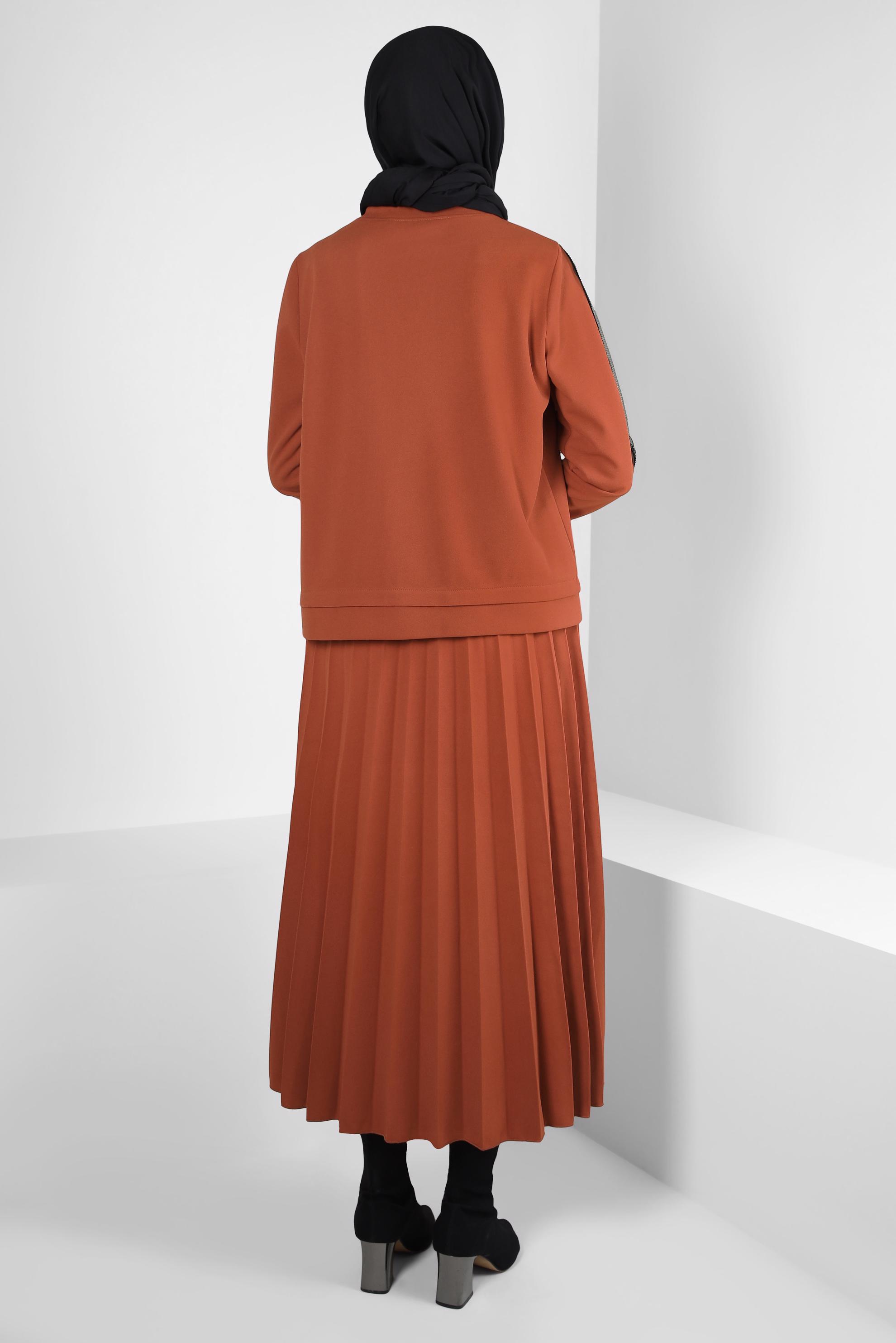 Vêtements hijab ORANGE COSTUME À JUPE PLISSÉE 44243