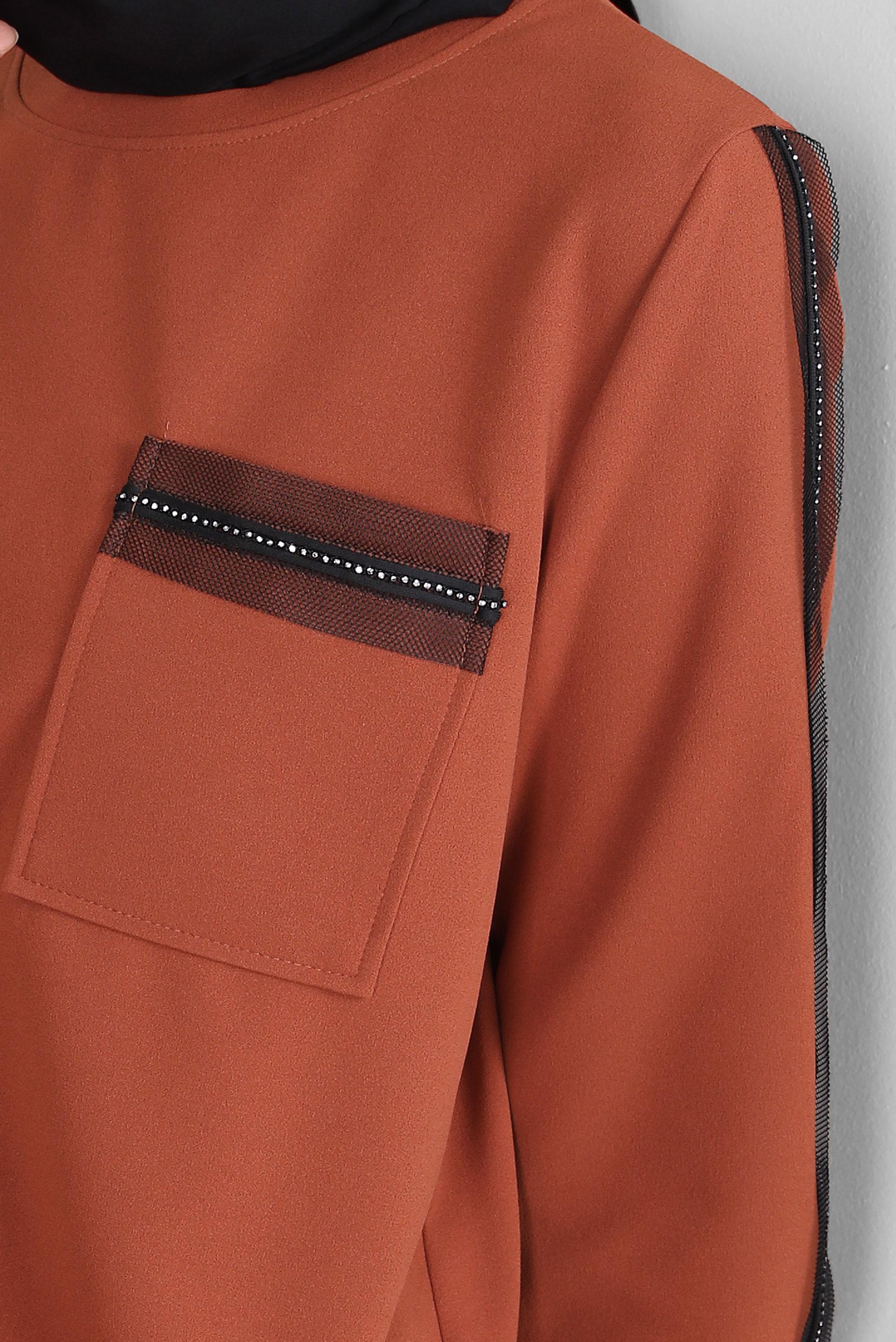 Vêtements hijab ORANGE COSTUME À JUPE PLISSÉE 44243