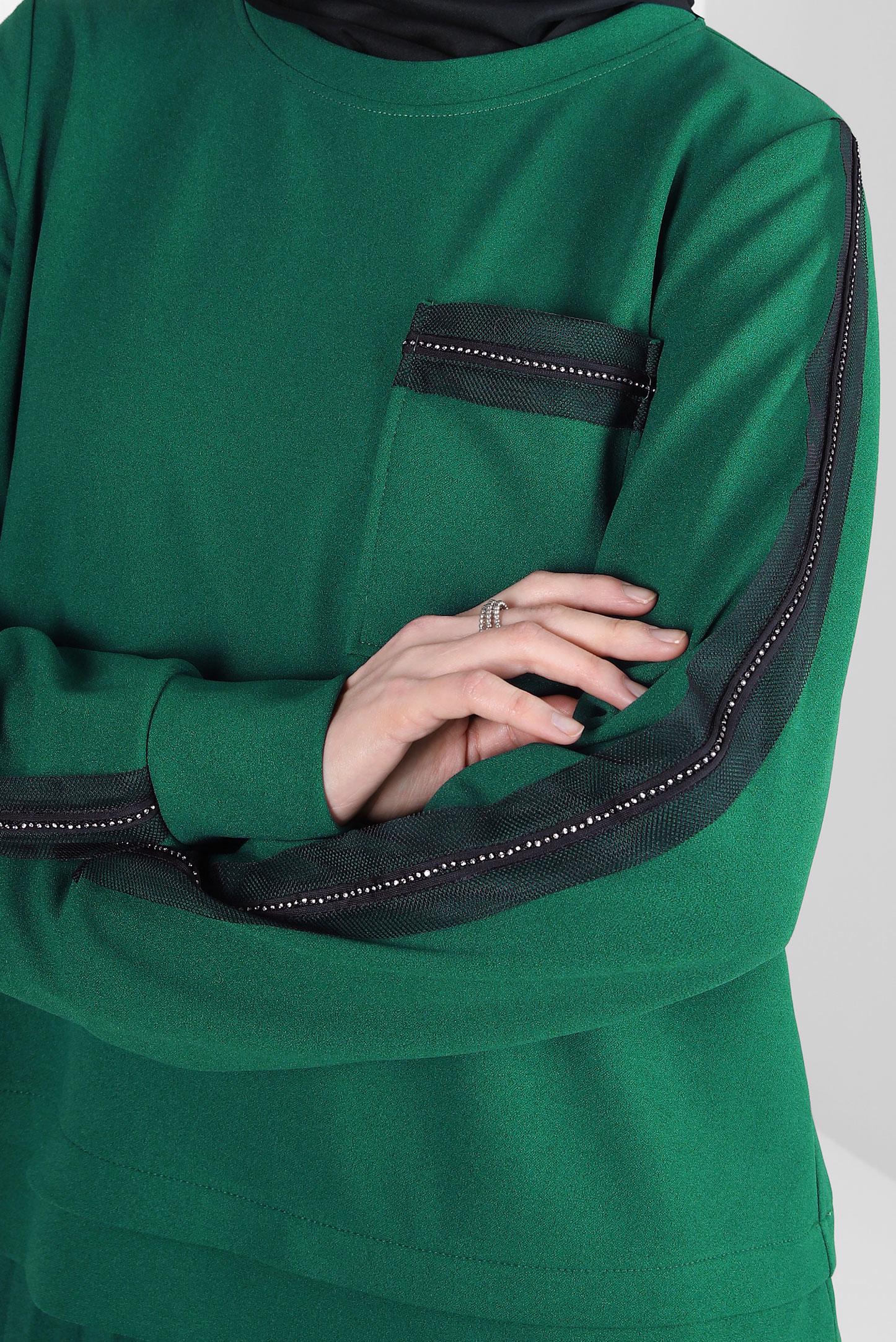 Hijab clothing GREEN PLEATED SKIRTED SUIT 44243