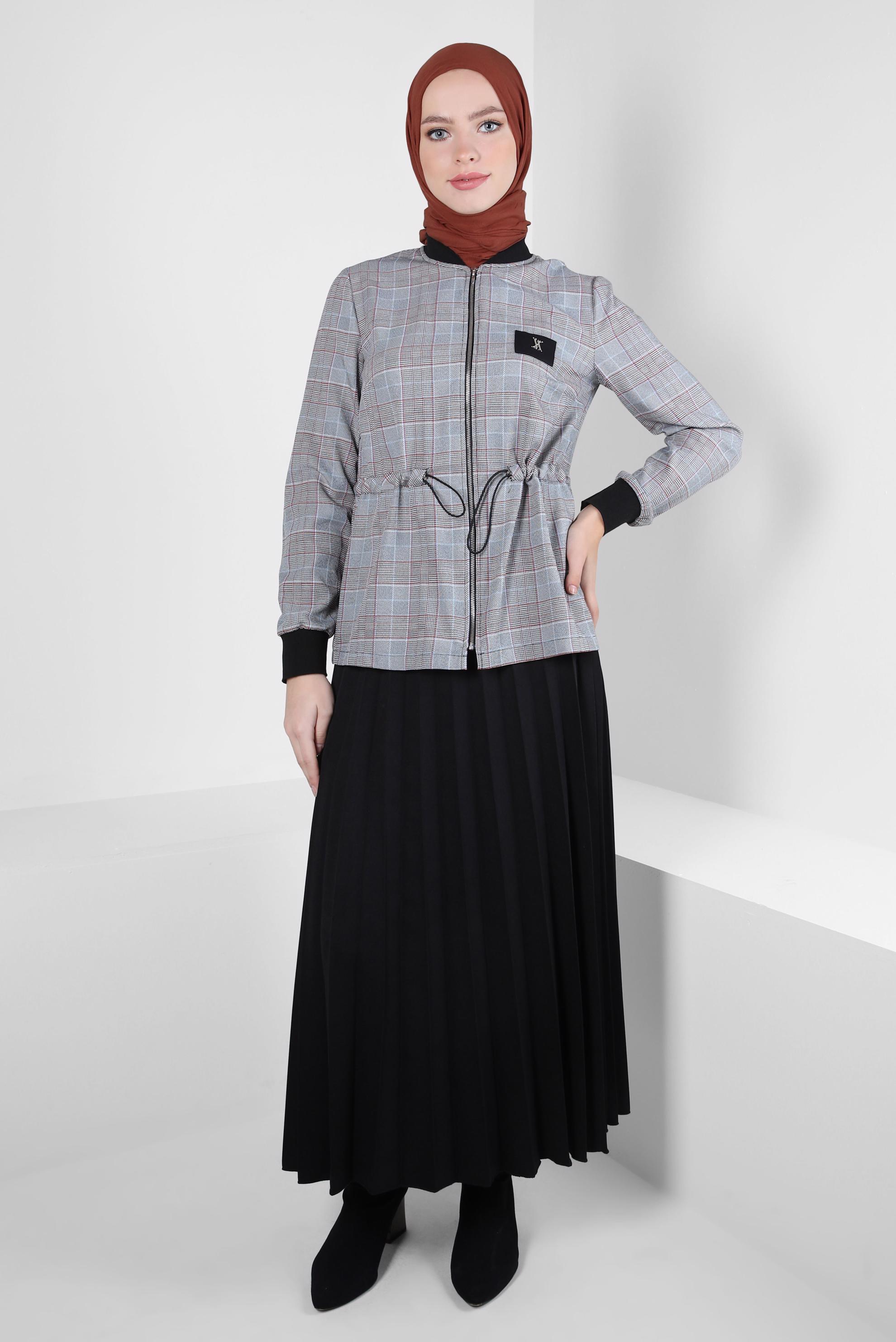 Vêtements hijab BLEU COSTUME JUPE À MOTIFS À CARREAUX 44248