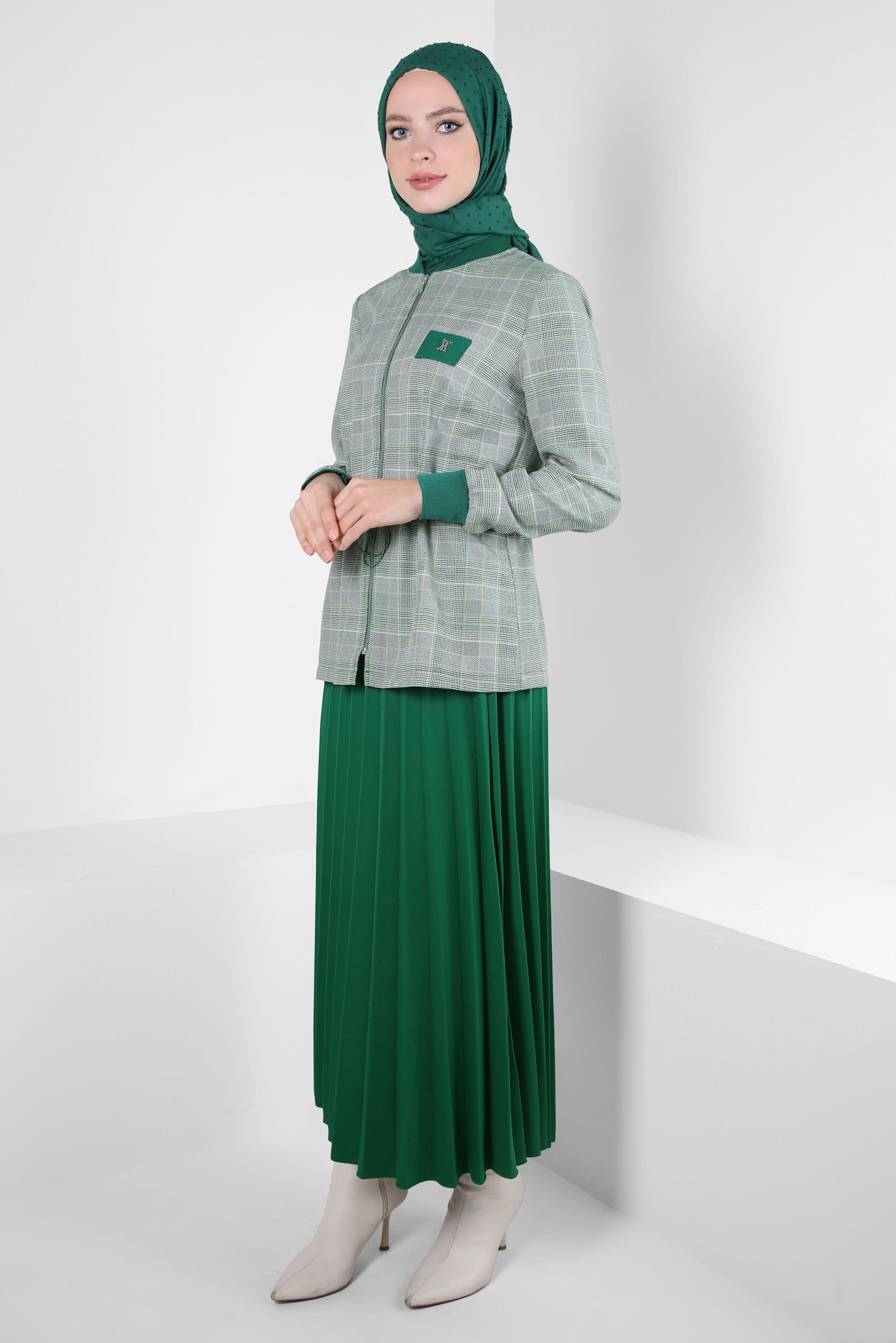 Vêtements hijab VERT COSTUME JUPE À MOTIFS À CARREAUX 44248