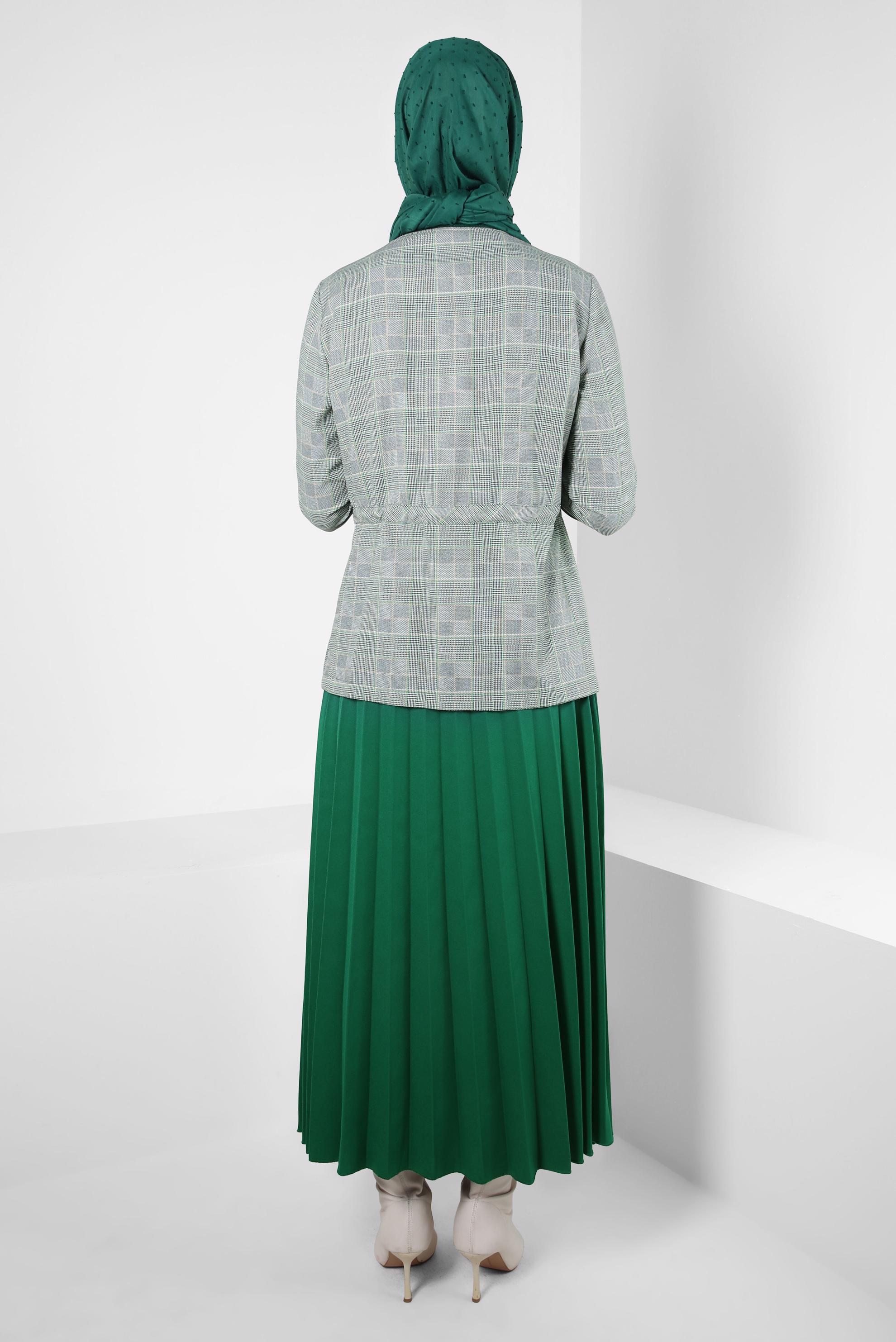 Vêtements hijab VERT COSTUME JUPE À MOTIFS À CARREAUX 44248