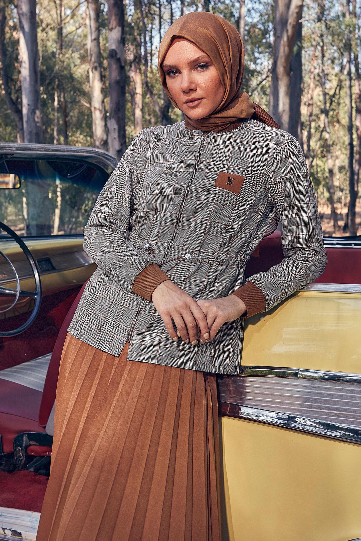 Vêtements hijab ORANGE COSTUME JUPE À MOTIFS À CARREAUX 44248