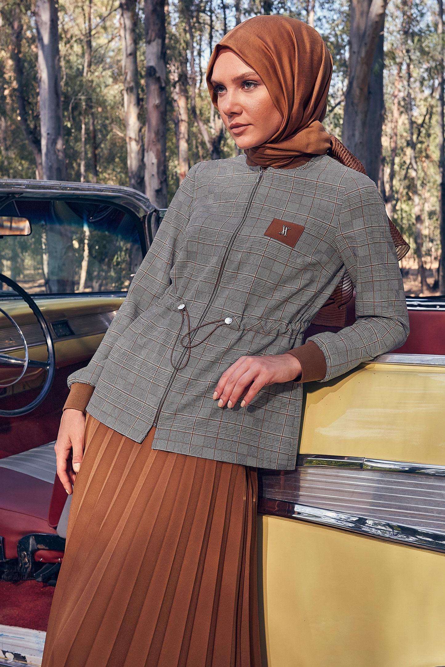 Vêtements hijab ORANGE COSTUME JUPE À MOTIFS À CARREAUX 44248