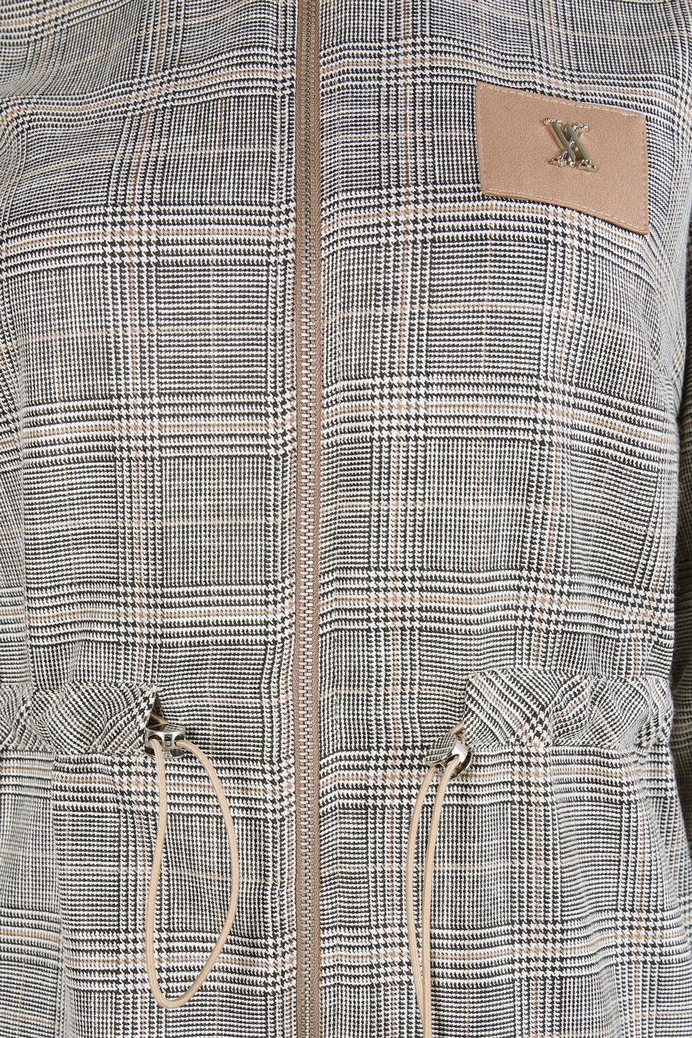 Tesettür giyim BEJ EKOSE DESENLİ ETEKLİ TAKIM 44248