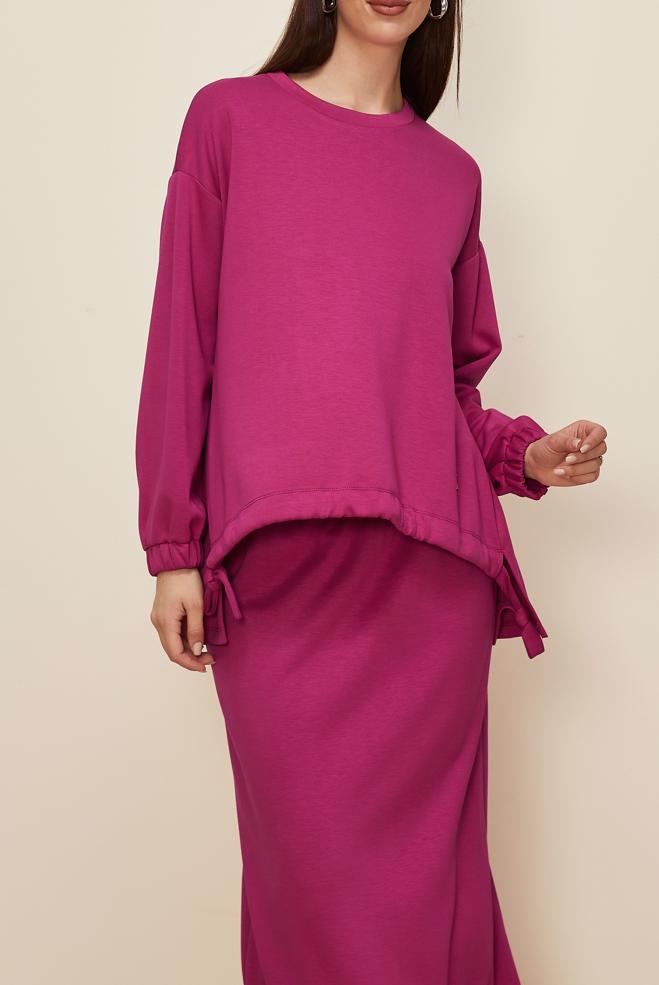 Hijab clothing FUCHSIA TIE DETAIL SKIRT SUIT 44249 - ALVİNA