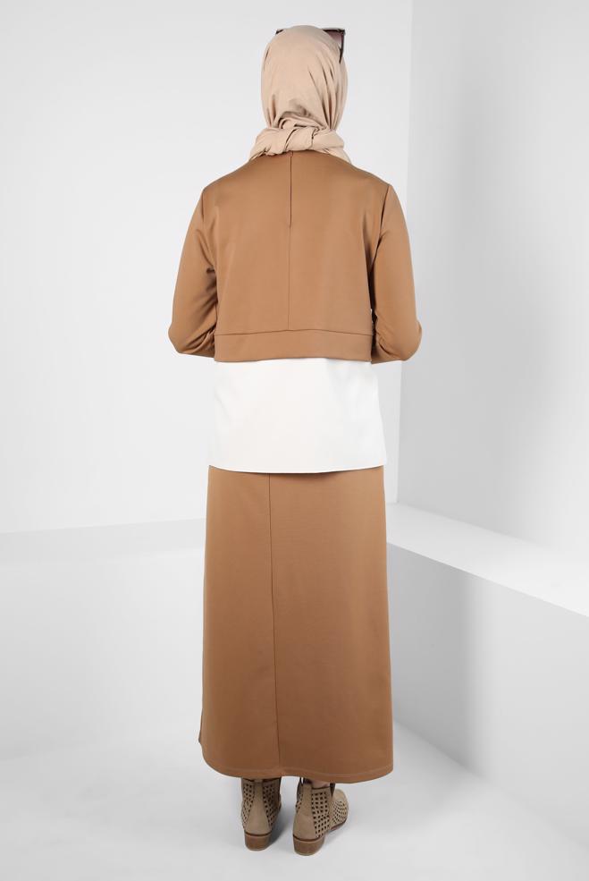 Hijab clothing BEIGE SKIRTED SUIT 44301 - ALVİNA
