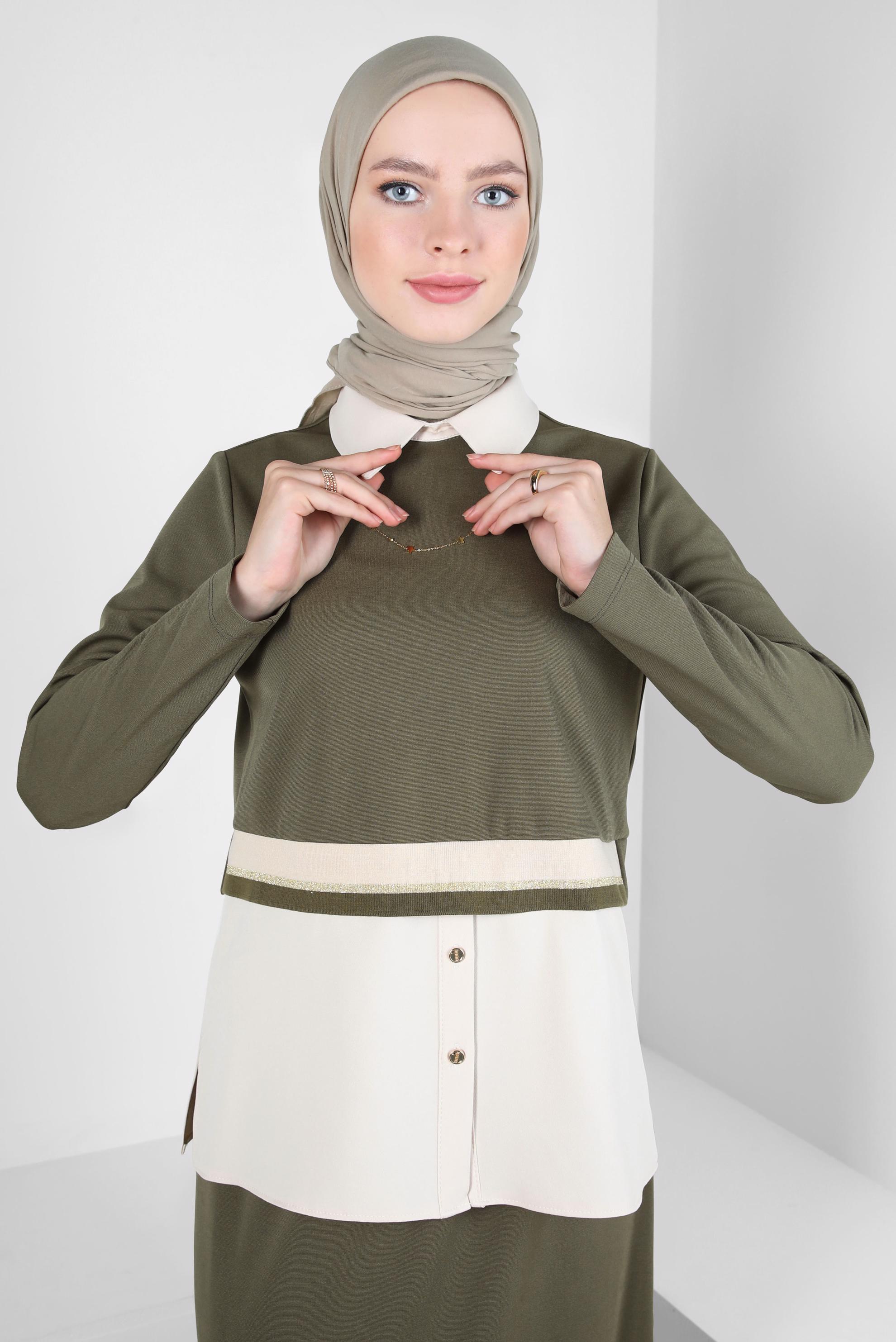 Vêtements hijab KAKI COSTUME À JUPE 44301