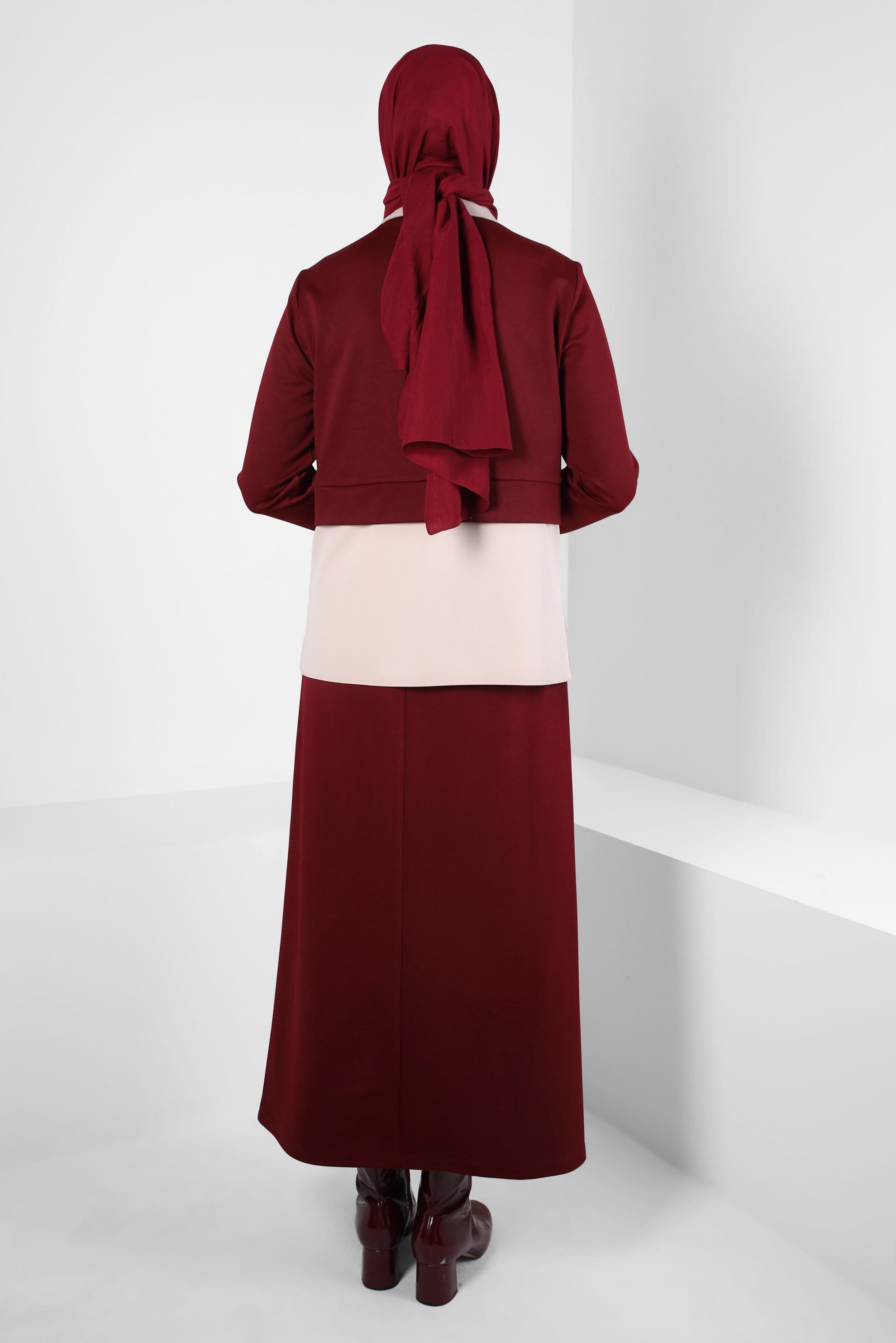 Hijab clothing CLARET RED SKIRTED SUIT 44301