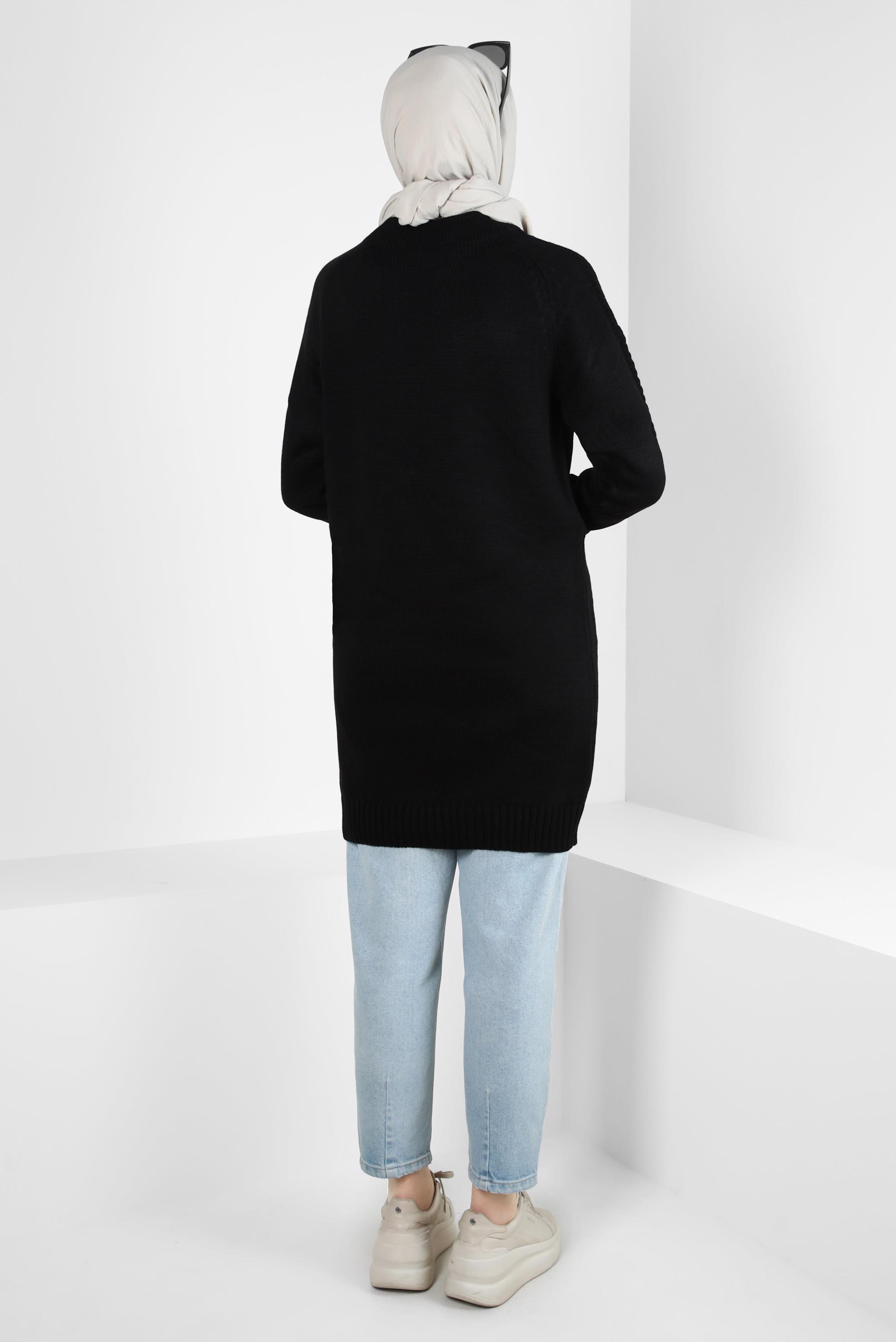 Tesettür giyim SİYAH TRİKO TUNİK 44032