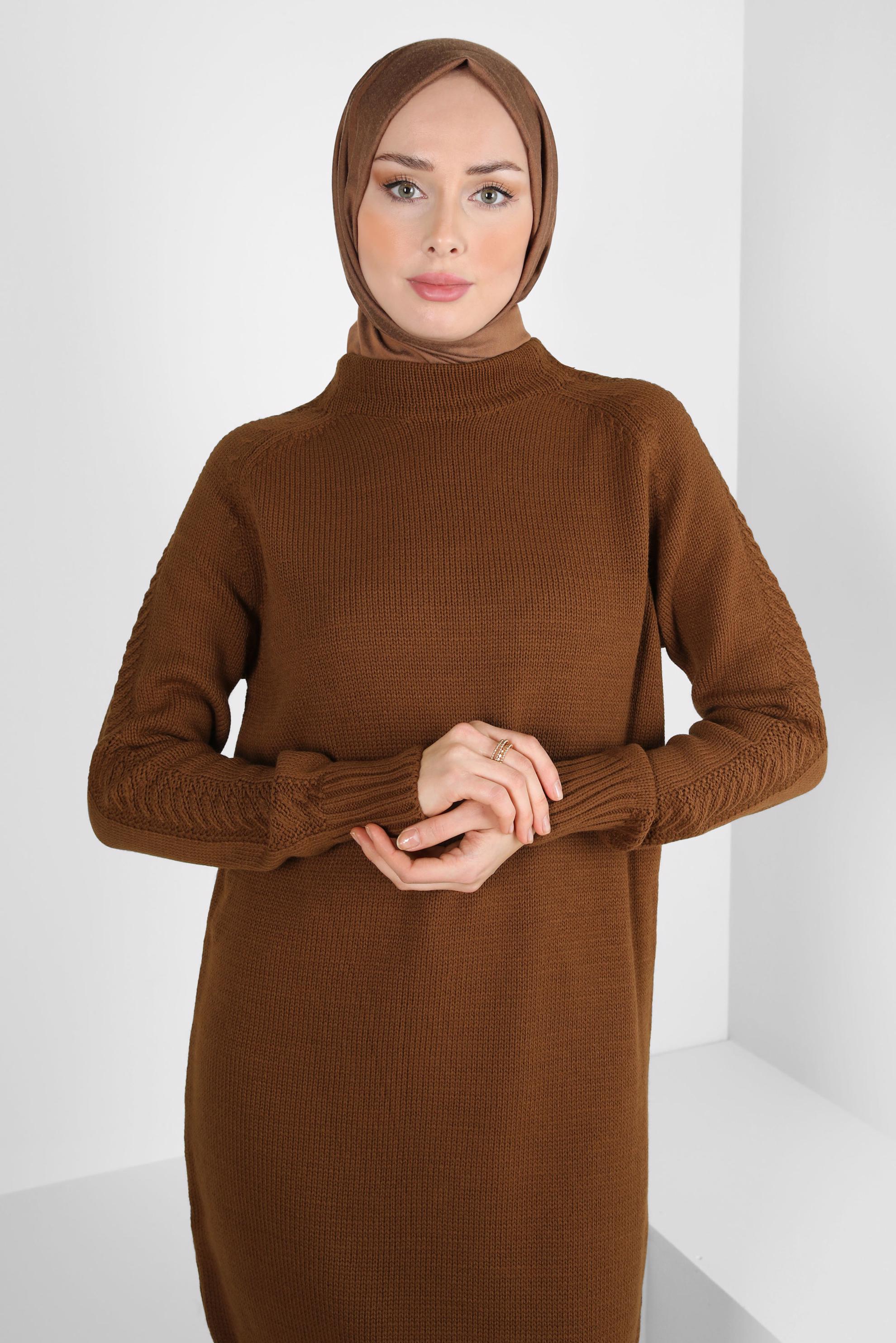 Tesettür giyim TABA TRİKO TUNİK 44032