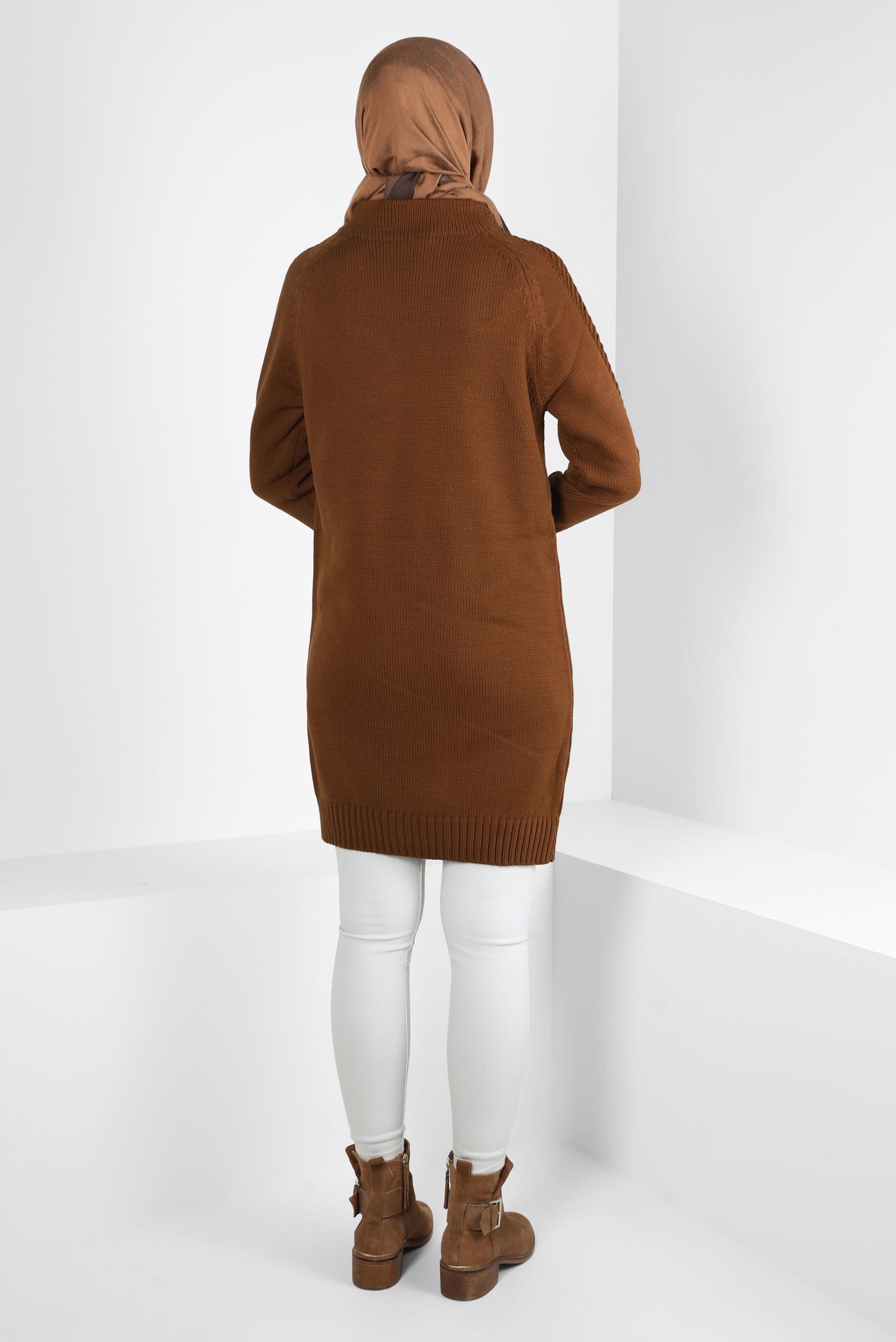 Tesettür giyim TABA TRİKO TUNİK 44032