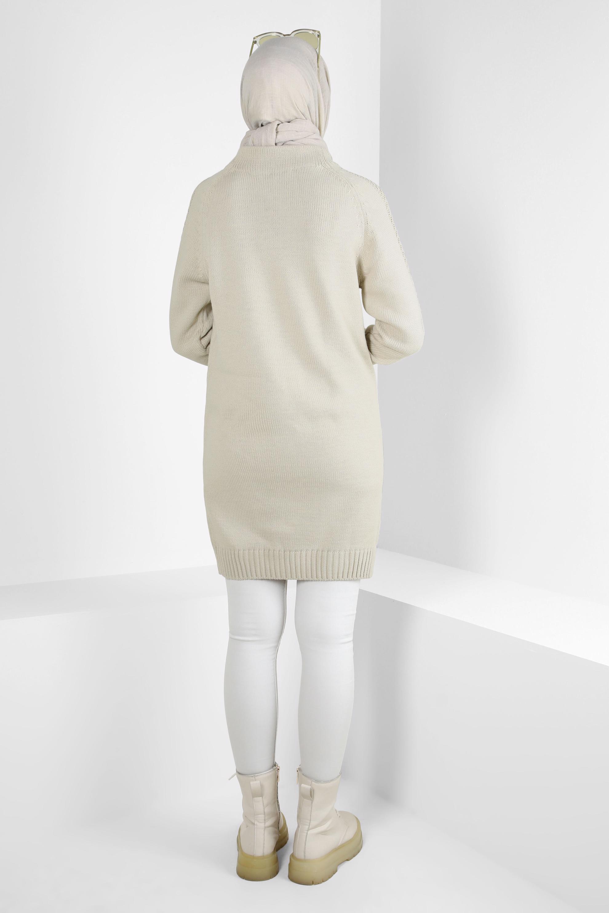 Tesettür giyim BEJ TRİKO TUNİK 44032