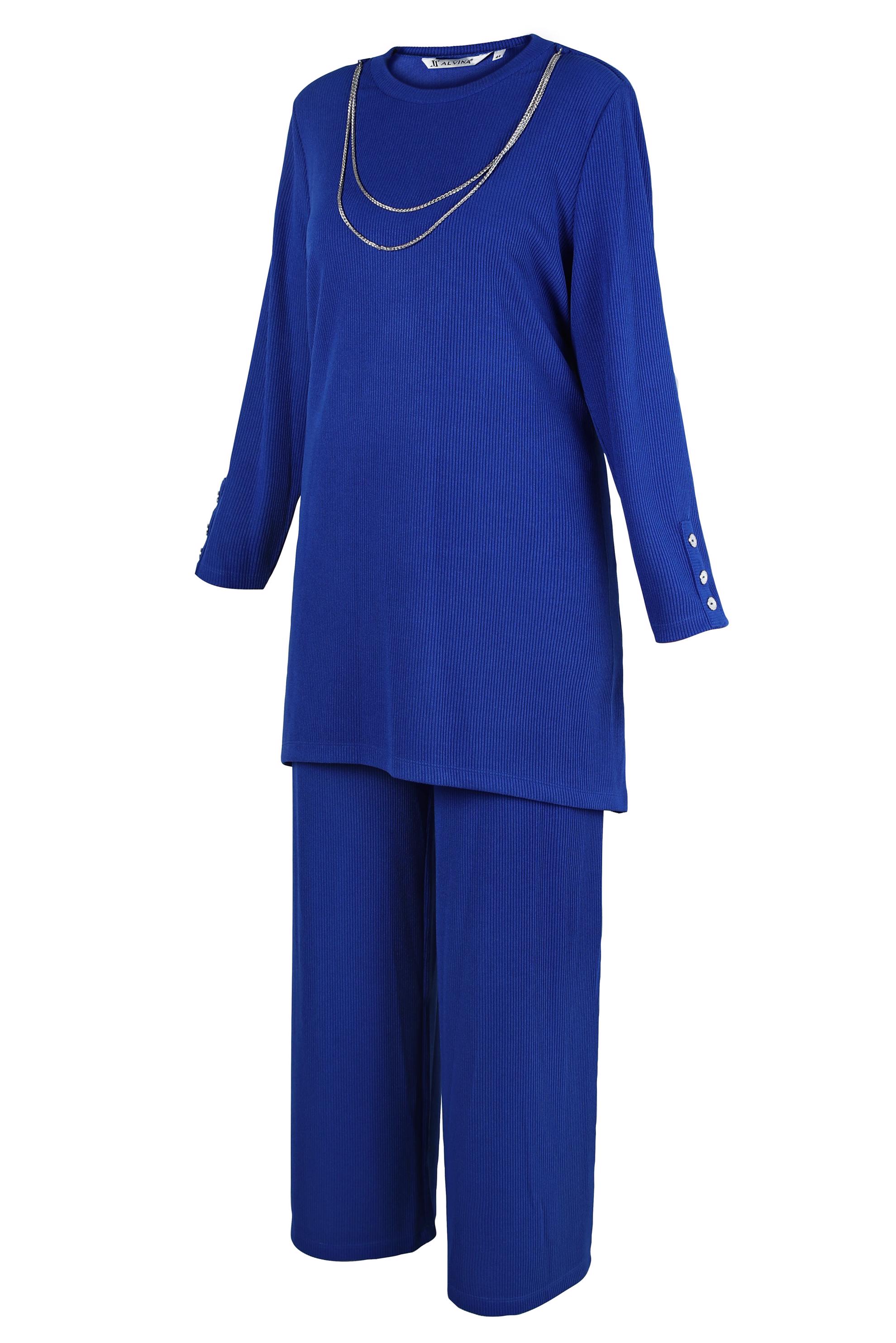 Hijab clothing NAVY BLUE PANTS SUIT WITH CHAIN DETAIL 20477