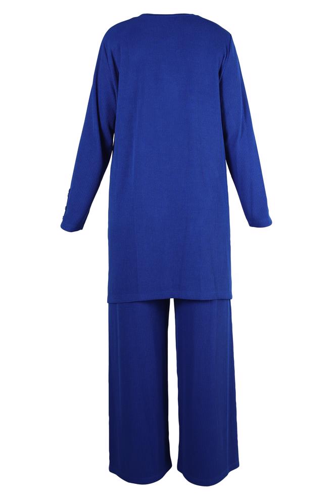 Hijab clothing NAVY BLUE PANTS SUIT WITH CHAIN DETAIL 20477 - ALVİNA