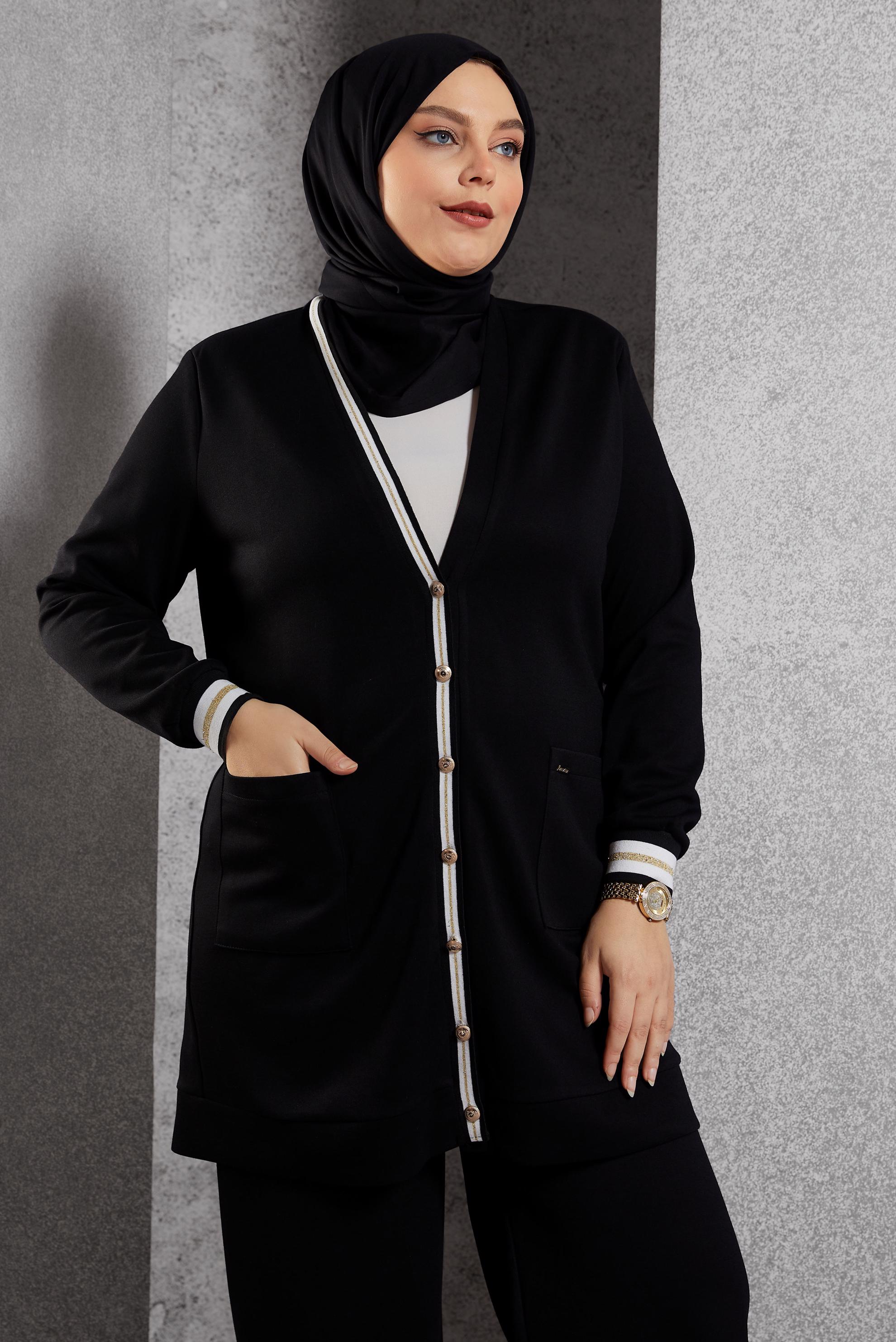 Hijab clothing BLACK PLUS SIZE PANTS SUIT 20486