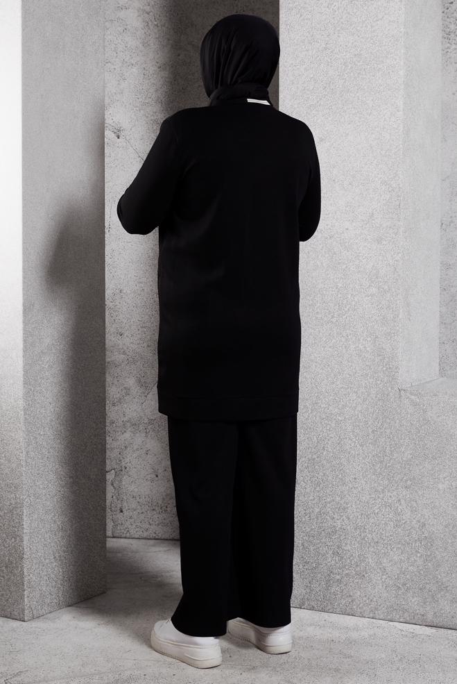 Hijab clothing BLACK PLUS SIZE PANTS SUIT 20486 - ALVİNA