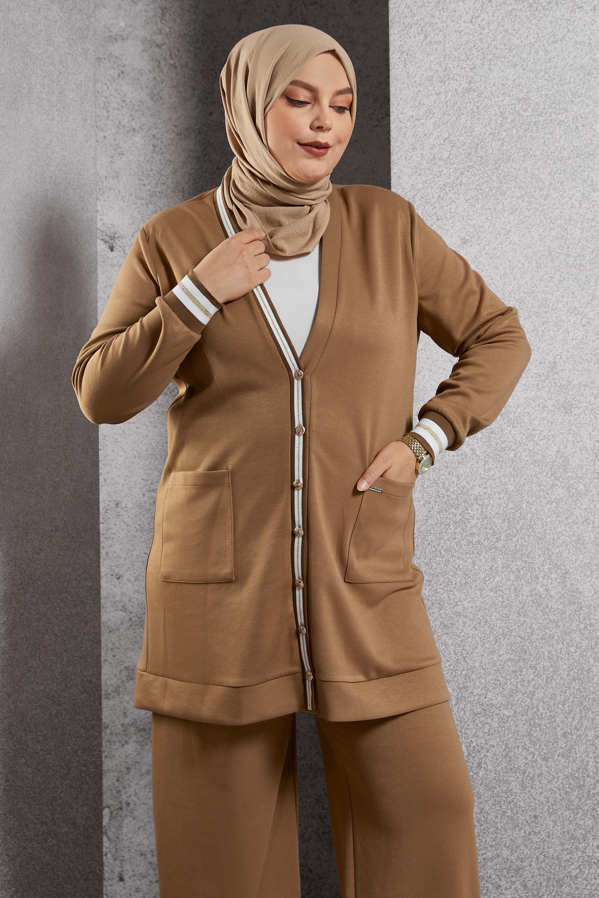 Hijab clothing BROWN PLUS SIZE PANTS SUIT 20486