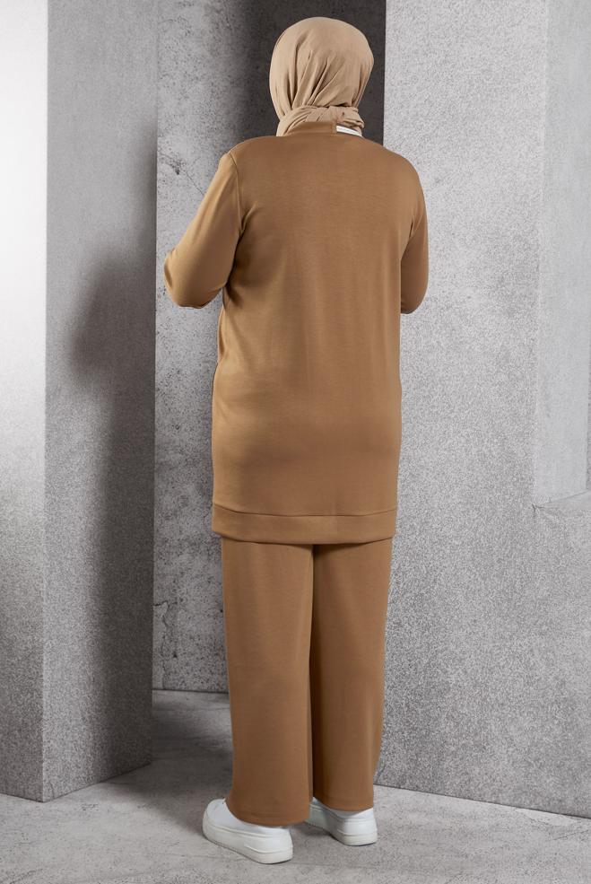 Hijab clothing BROWN PLUS SIZE PANTS SUIT 20486 - ALVİNA