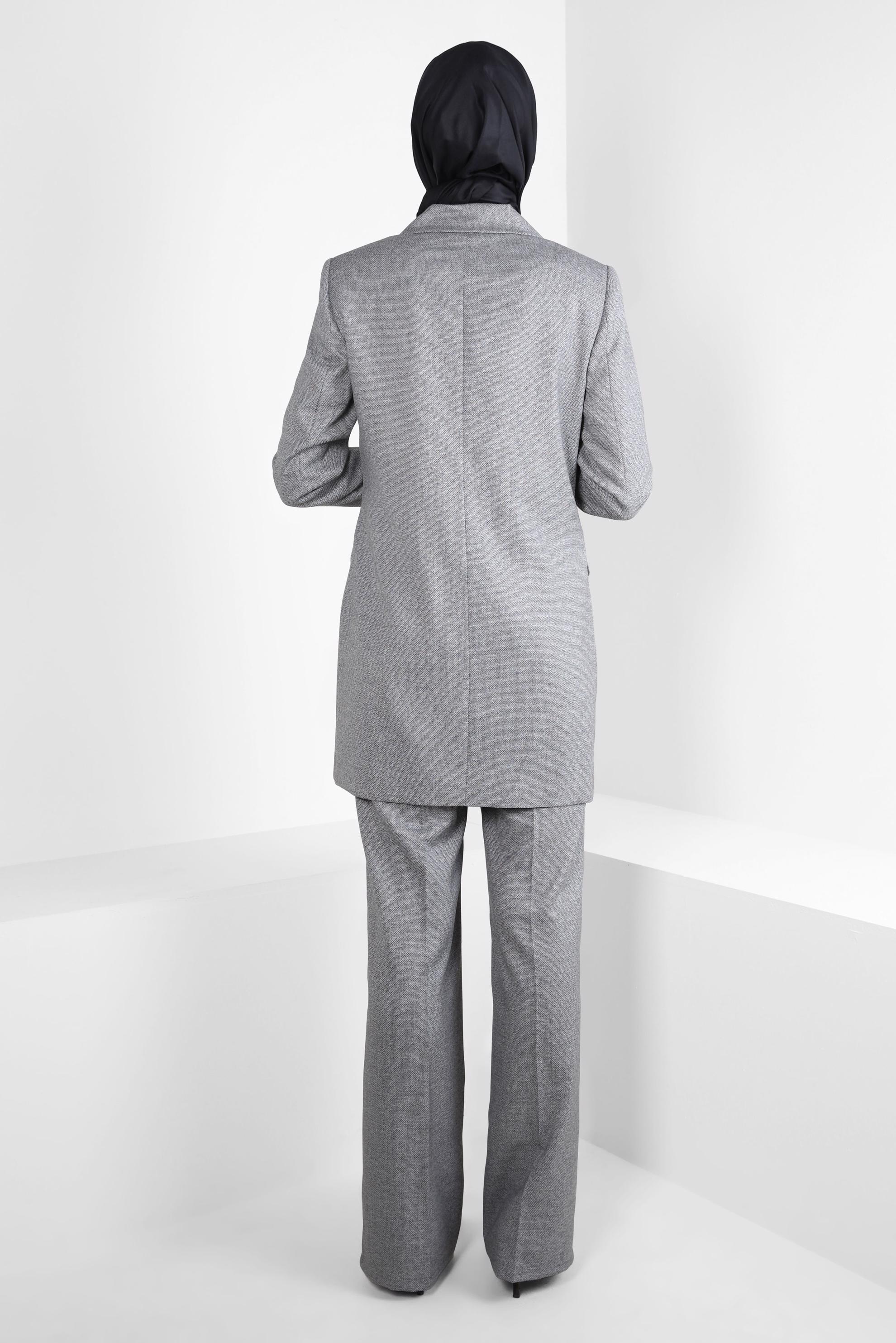 Tesettür giyim SİYAH KRUVAZE YAKA PANTOLONLU TAKIM 30400