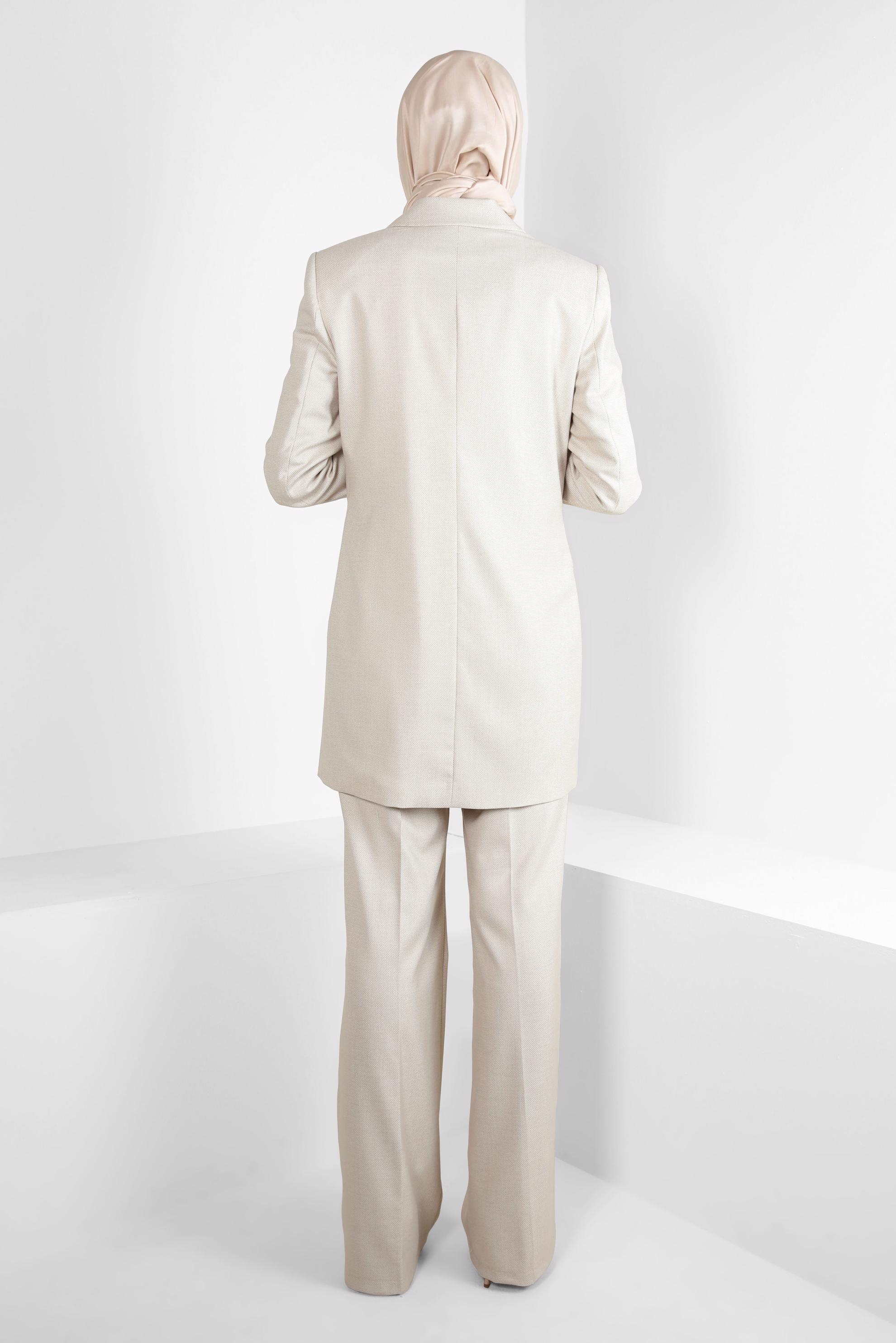 Vêtements hijab BEIGE COSTUME PANTALON À DOUBLE BOUTONNAGE 30400