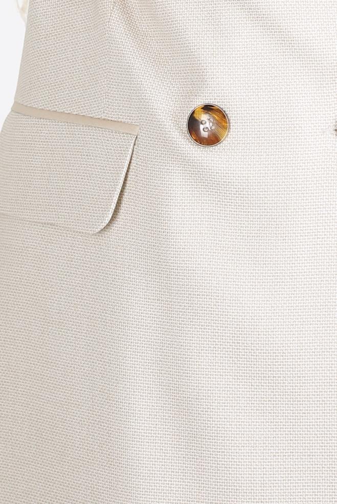 Tesettür giyim BEJ KRUVAZE YAKA PANTOLONLU TAKIM 30400 - ALVİNA