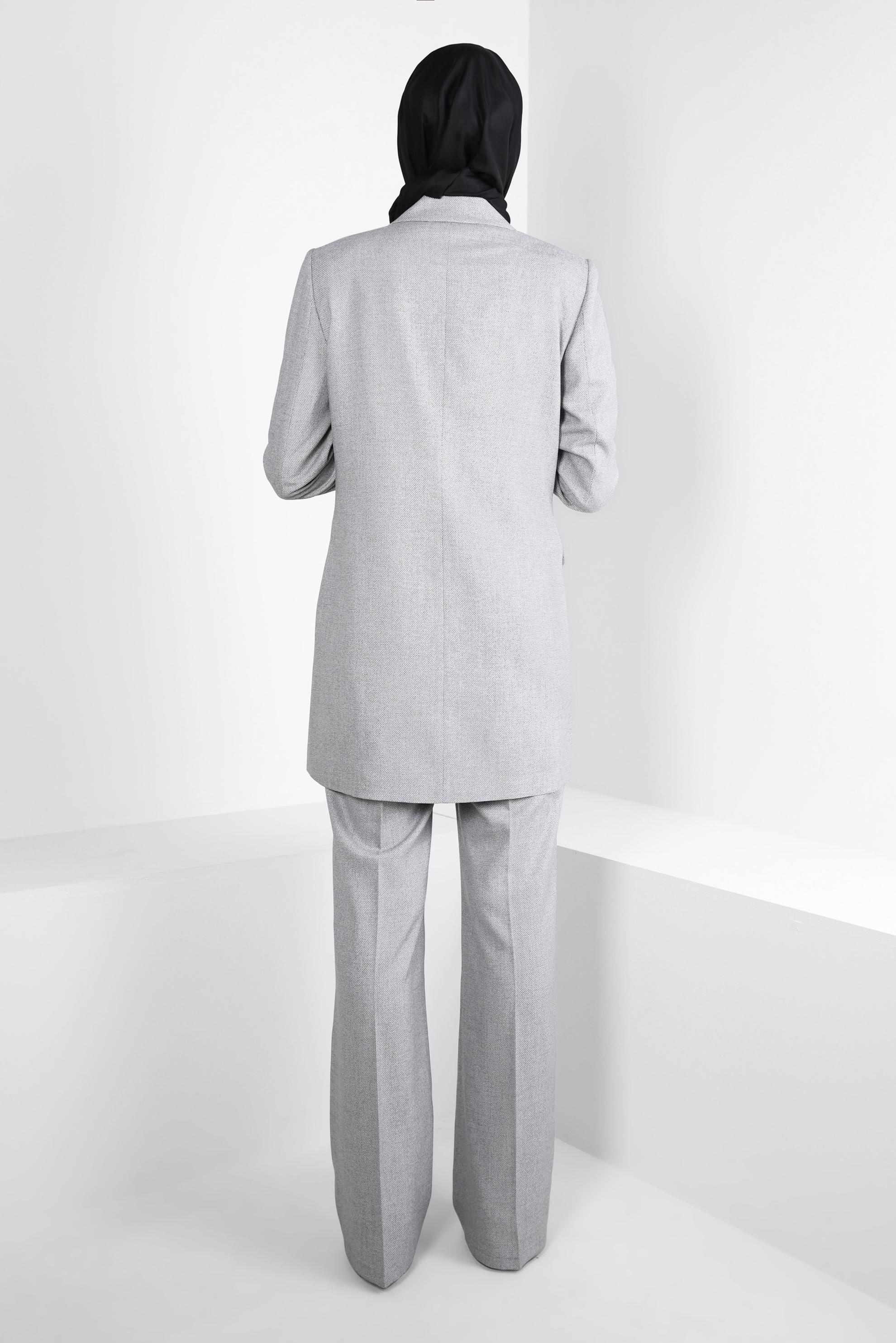 Vêtements hijab GRIS COSTUME PANTALON À DOUBLE BOUTONNAGE 30400