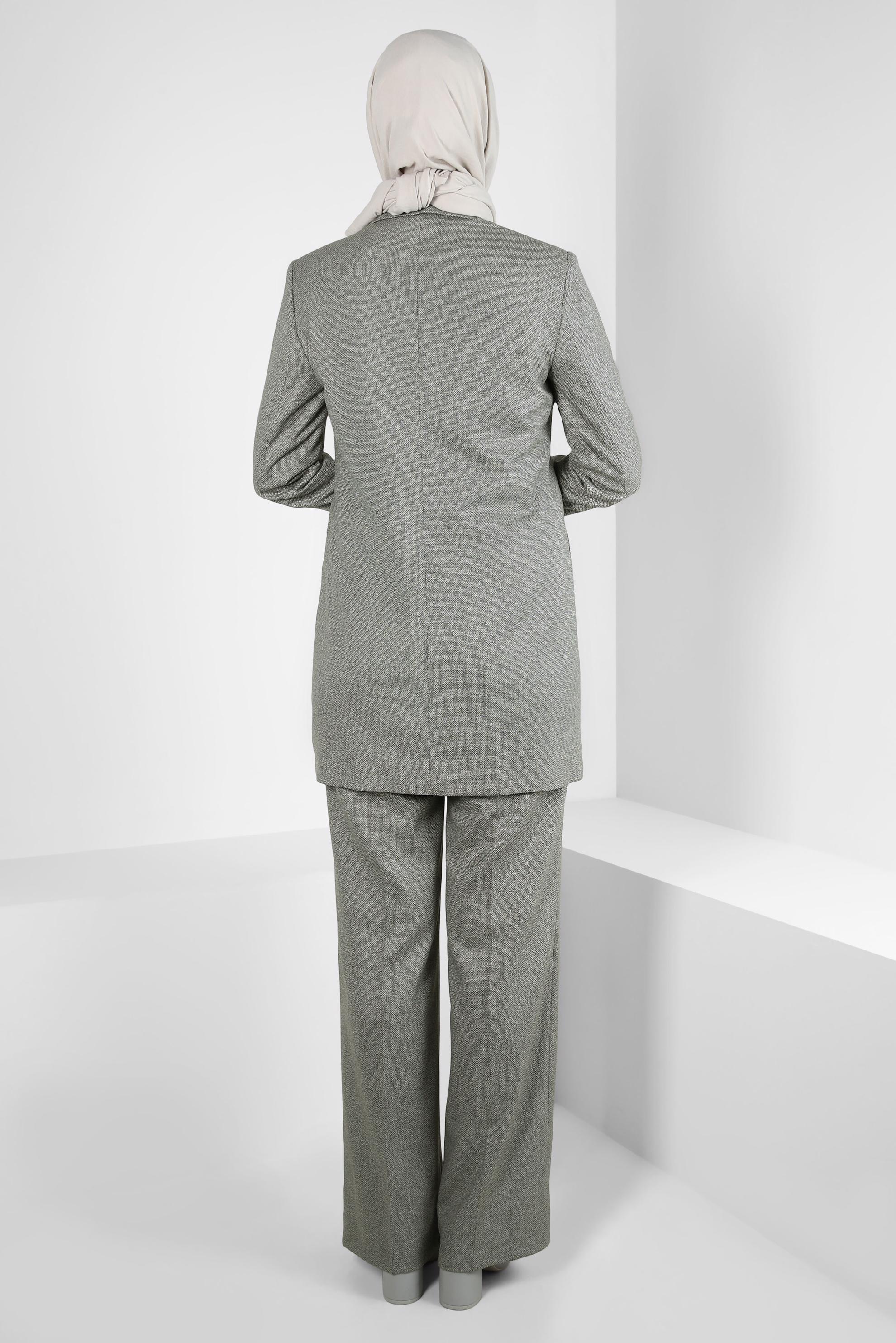 Tesettür giyim HAKİ KRUVAZE YAKA PANTOLONLU TAKIM 30400