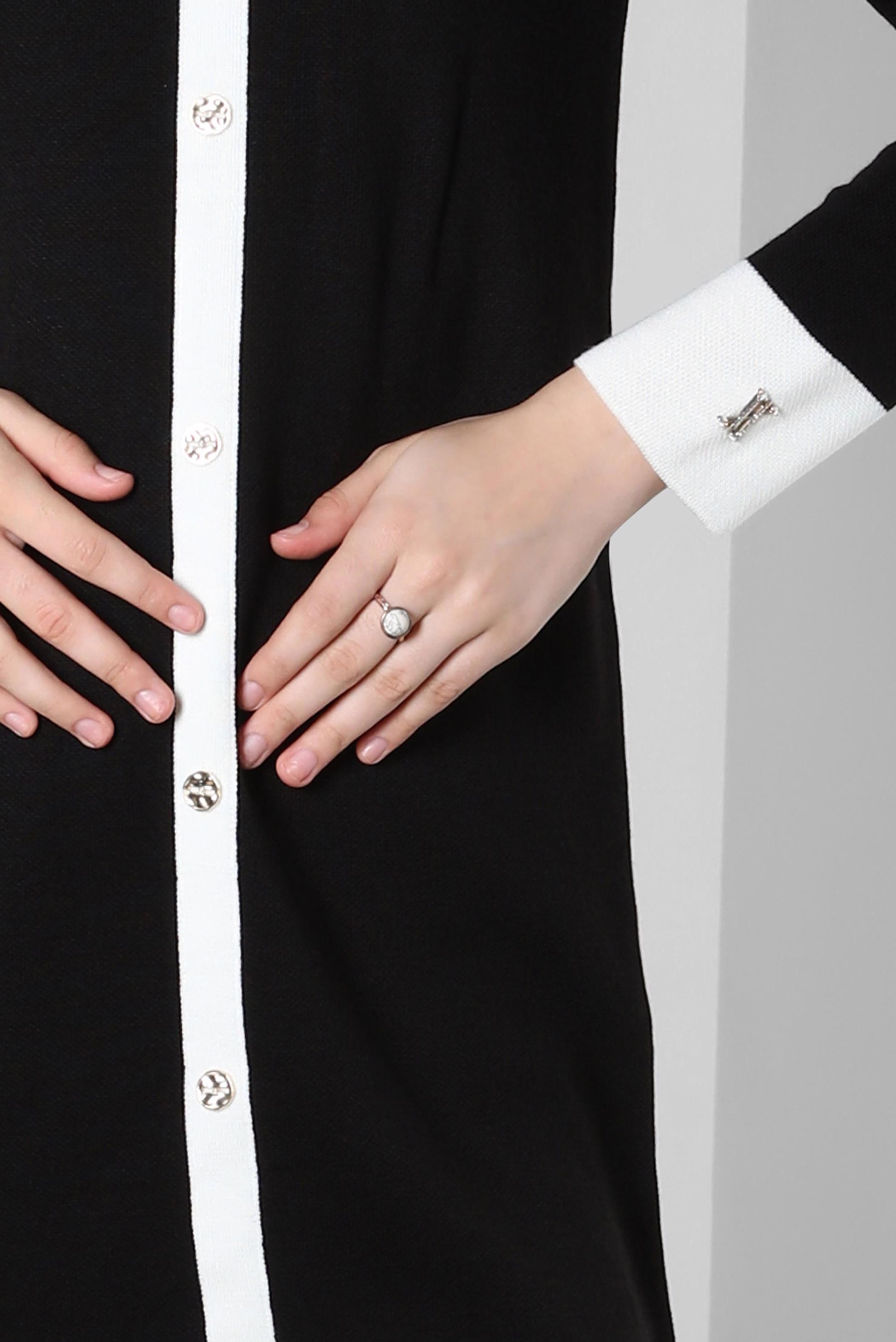 Tesettür giyim SİYAH TRİKO PANTOLONLU TAKIM 44082