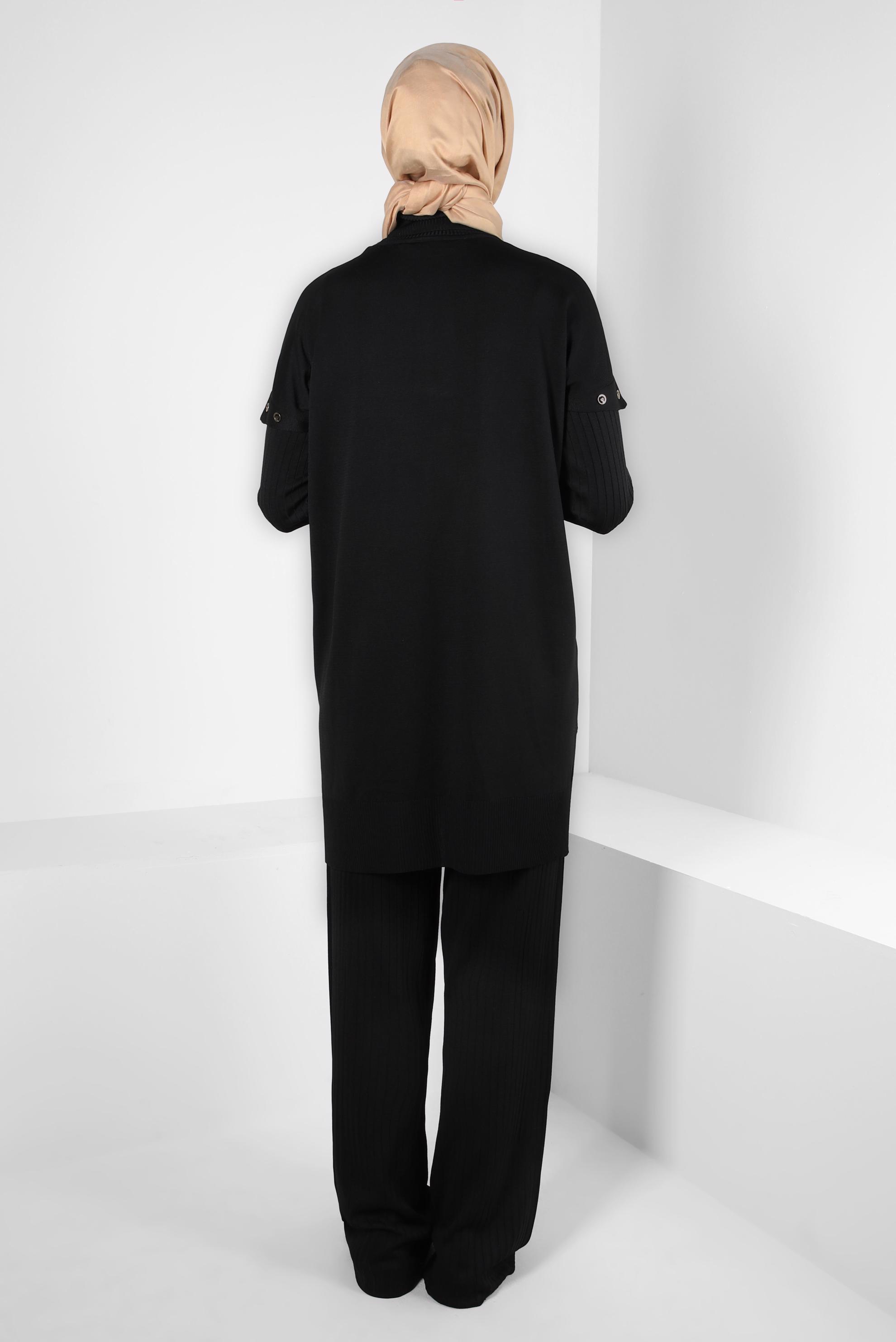 Tesettür giyim SİYAH PANTOLONLU TRİKO TAKIM 44084