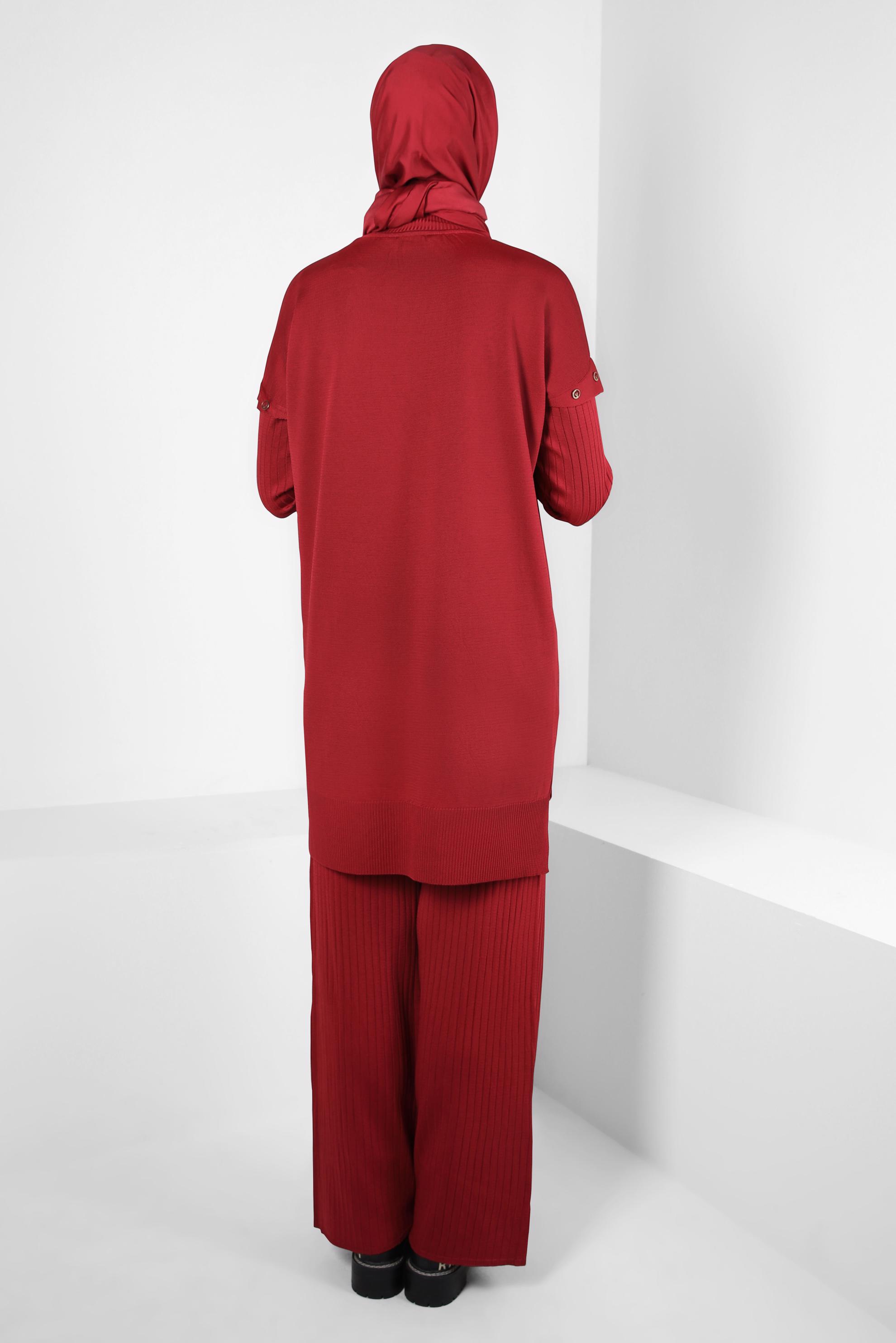 Hijab clothing RED KNITWEAR PANTS SUIT 44084