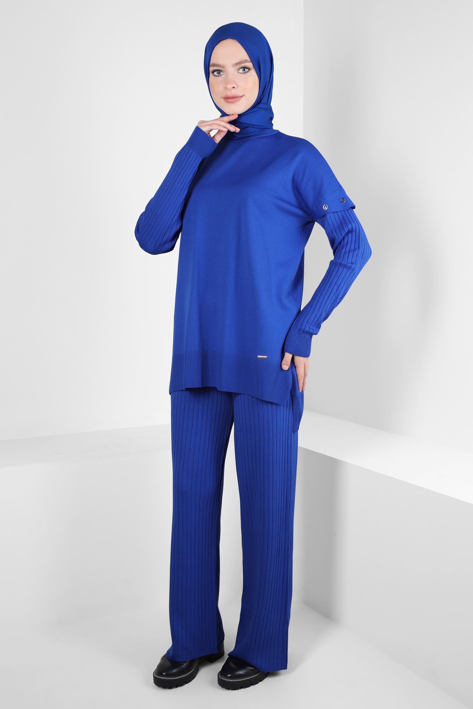 Tesettür giyim LACİVERT PANTOLONLU TRİKO TAKIM 44084