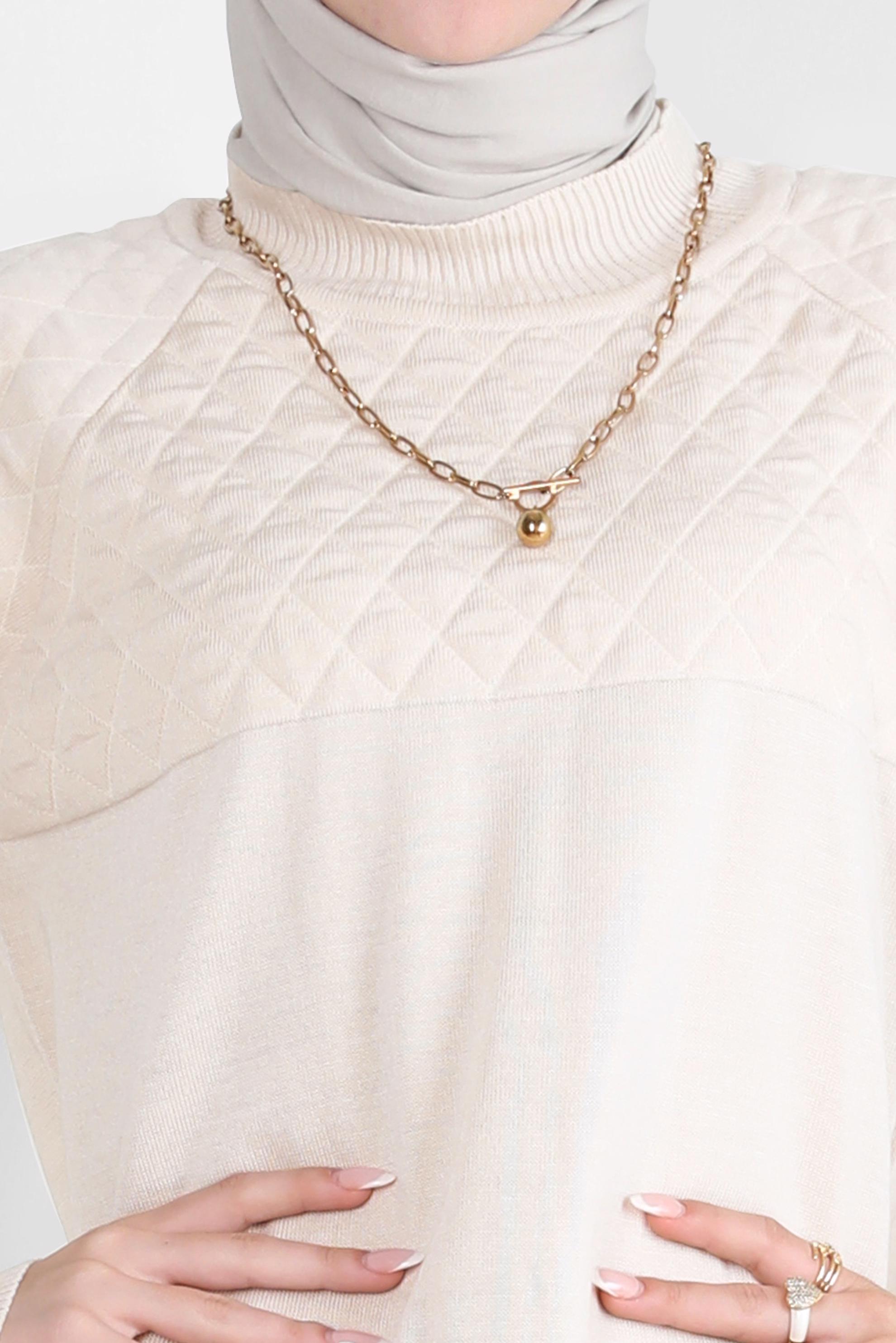 Tesettür giyim BEJ PANTOLONLU TRİKO TAKIM 44087