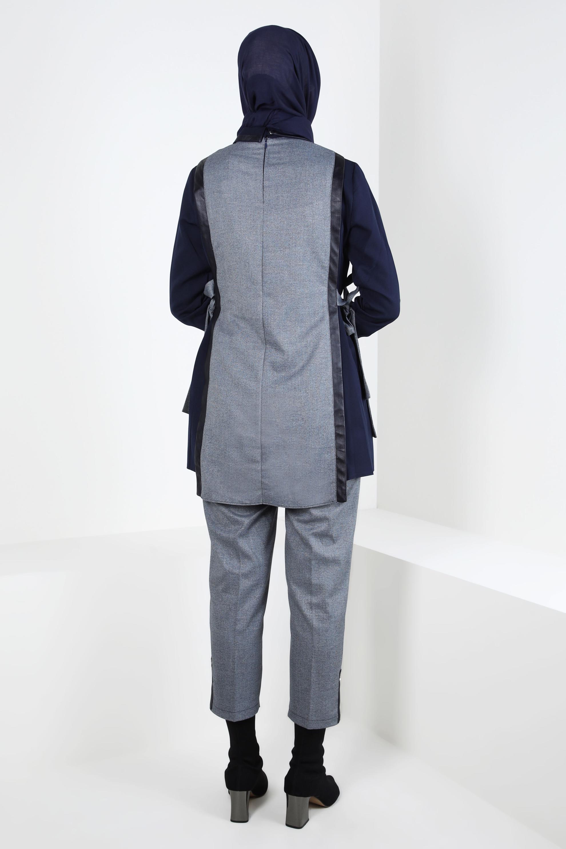 Tesettür giyim LACİVERT YELEKLİ PANTOLON TAKIM 44137