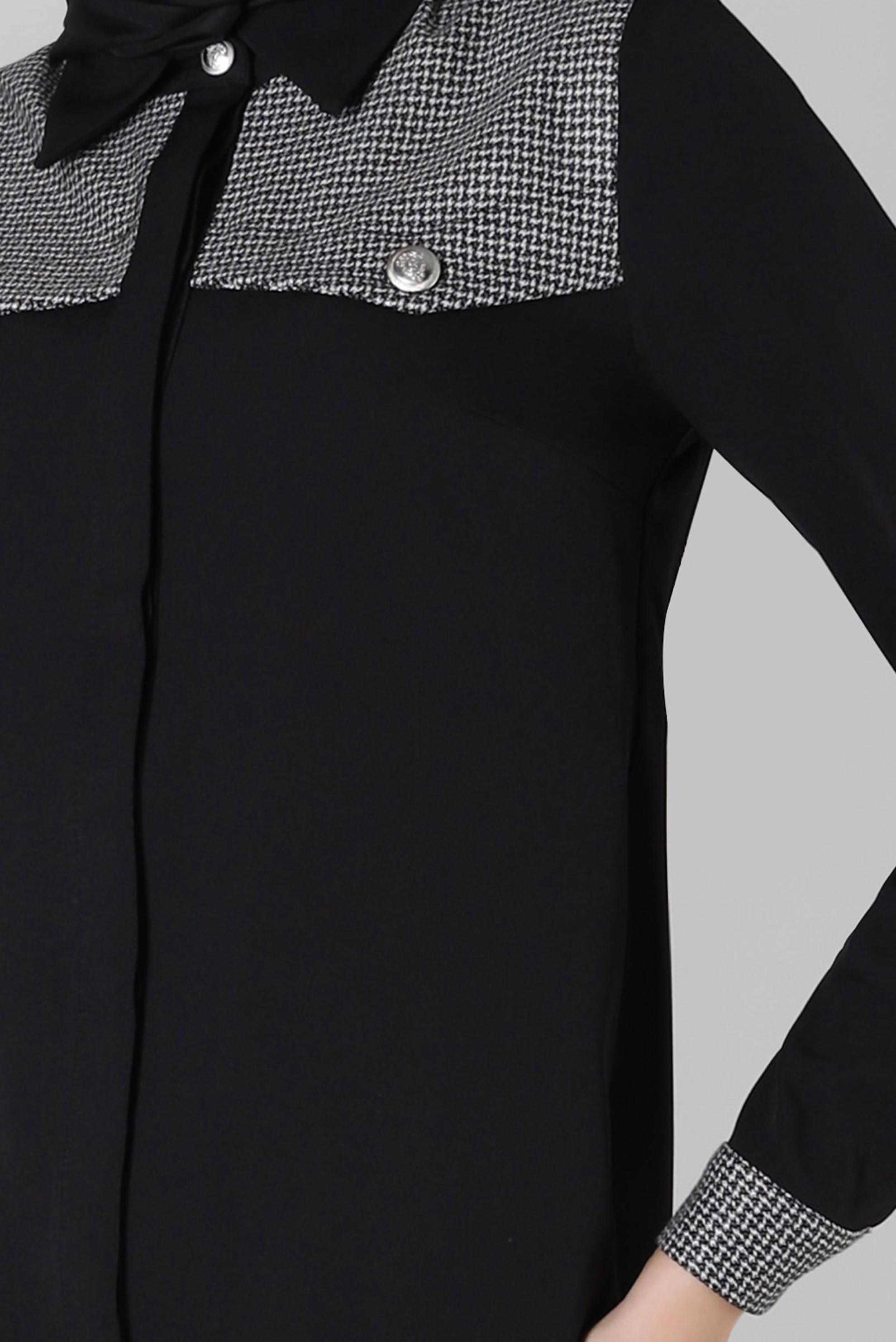 Tesettür giyim SİYAH DESENLİ PANTOLONLU TAKIM 44139