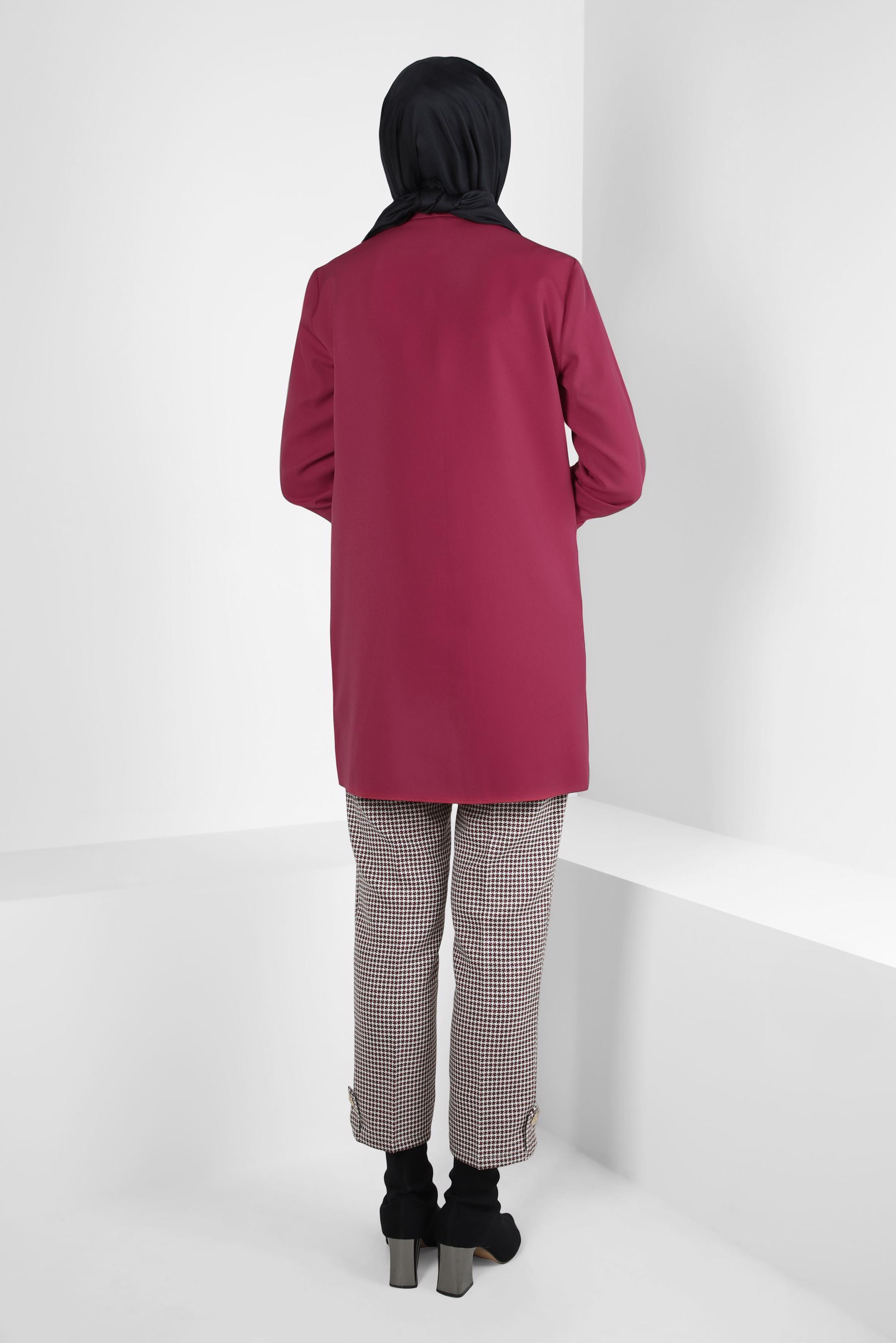 Tesettür giyim FUŞYA DESENLİ PANTOLONLU TAKIM 44139