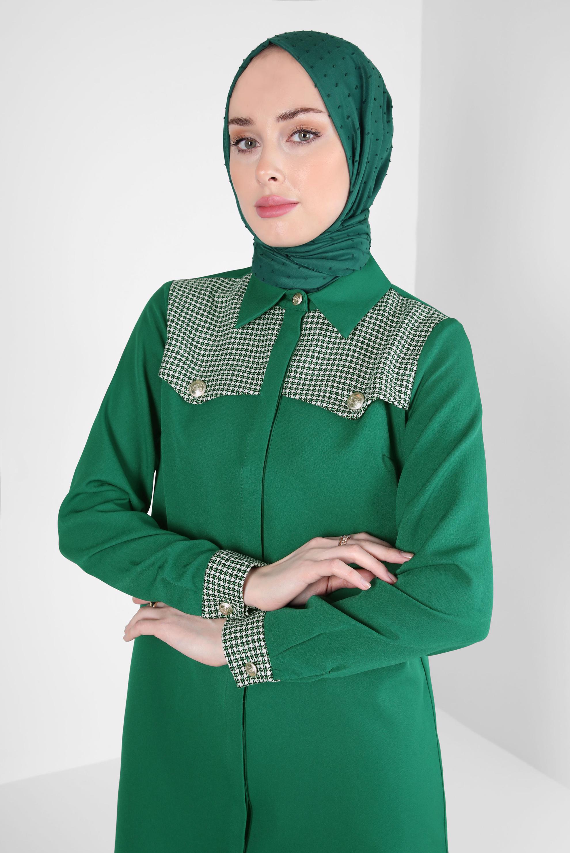 Hijab clothing GREEN PATTERNED PANTS SUIT 44139