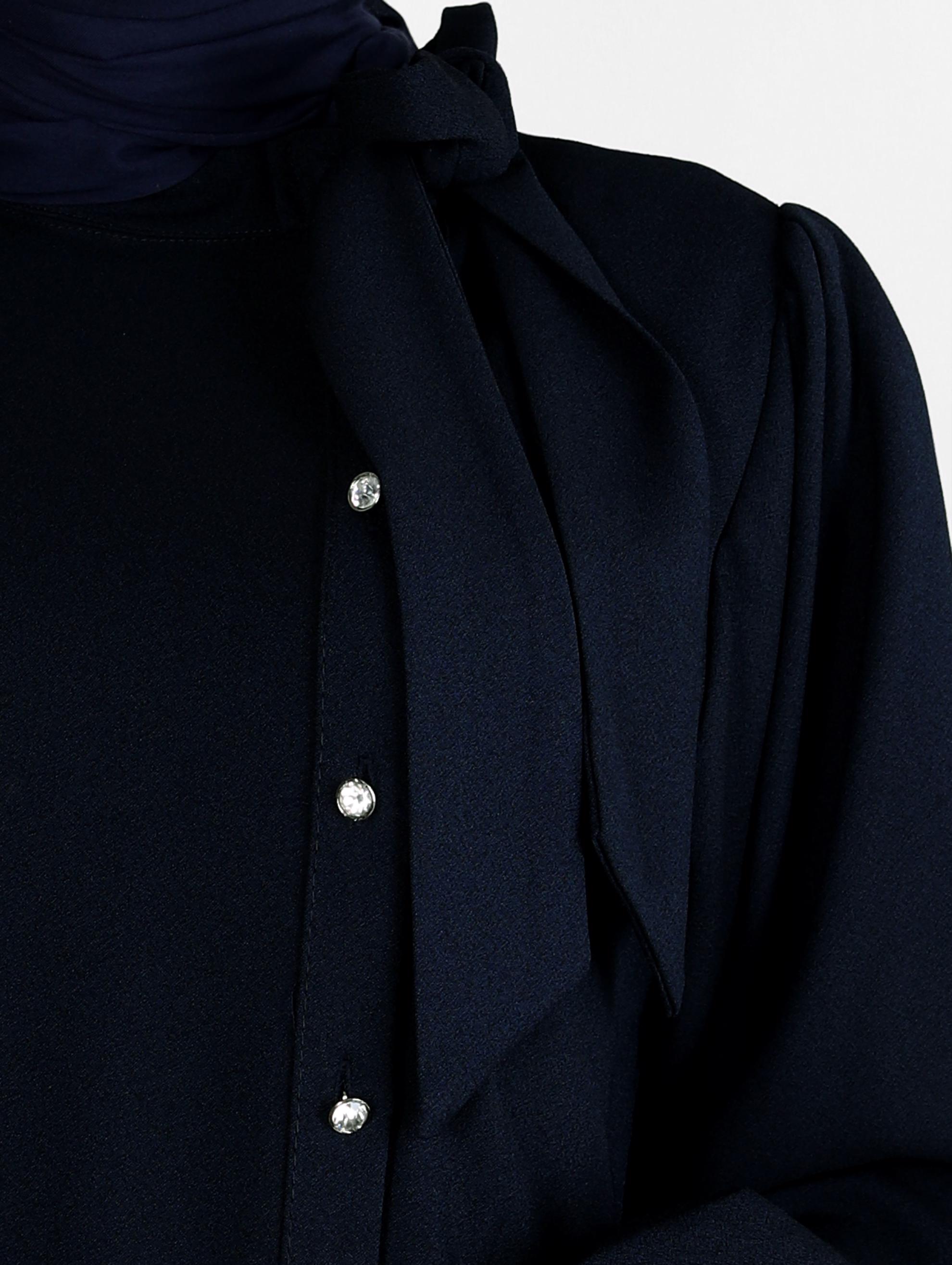 Tesettür giyim LACİVERT PANTOLONLU KREP TAKIM 44176