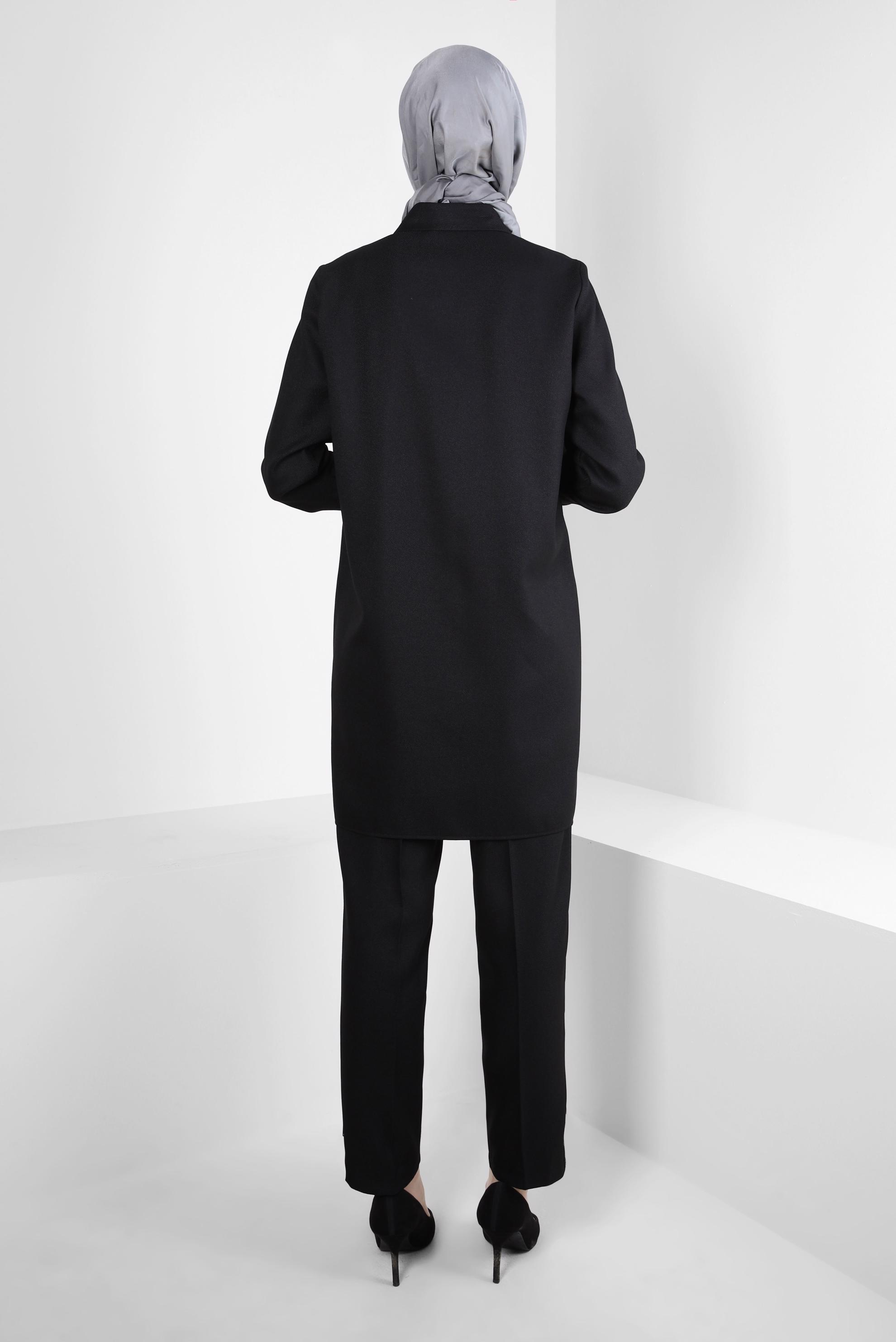 Tesettür giyim SİYAH TAŞ DETAYLI PANTOLONLU TAKIM 44194