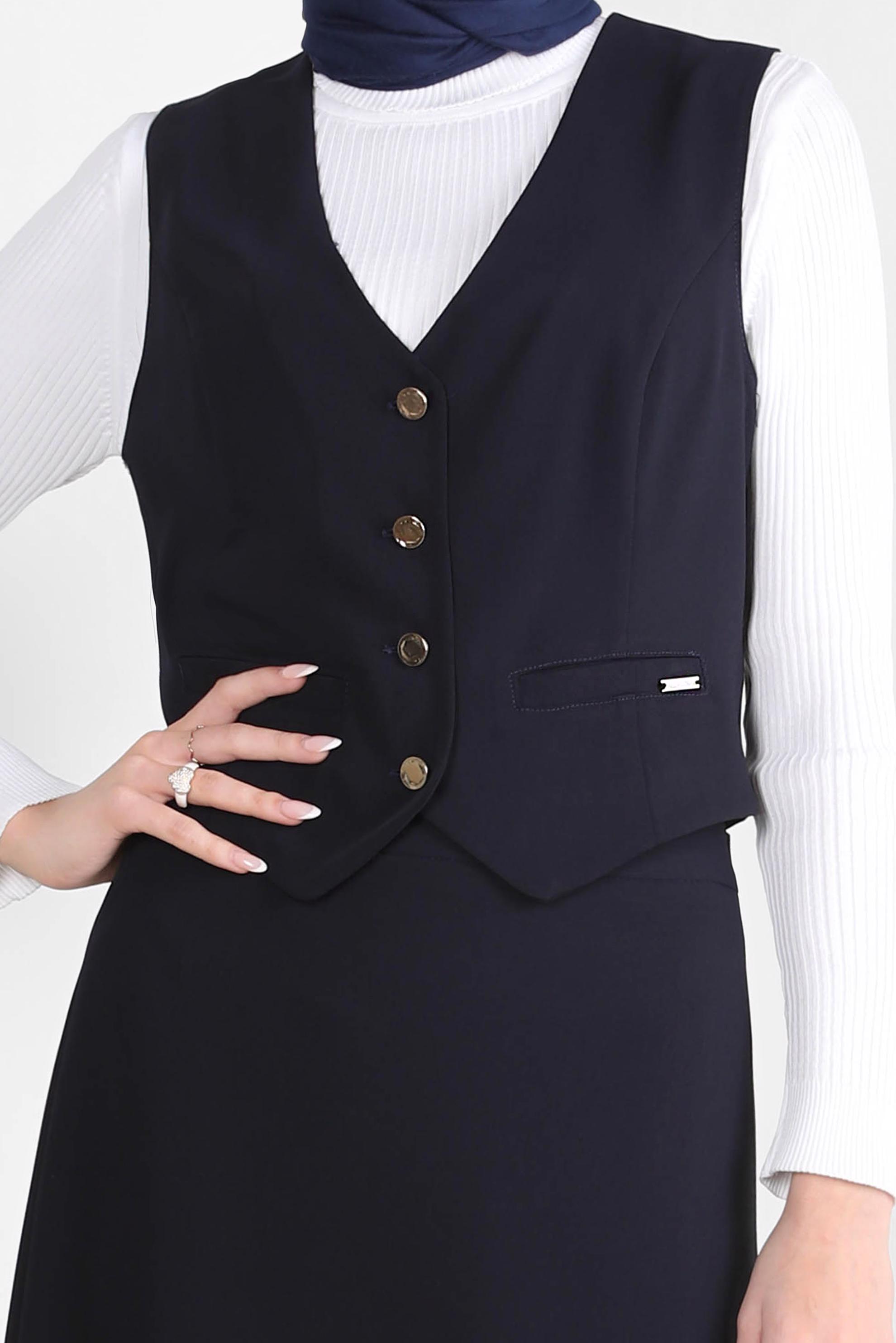 Tesettür giyim LACİVERT YELEKLİ ETEKLİ TAKIM 44198