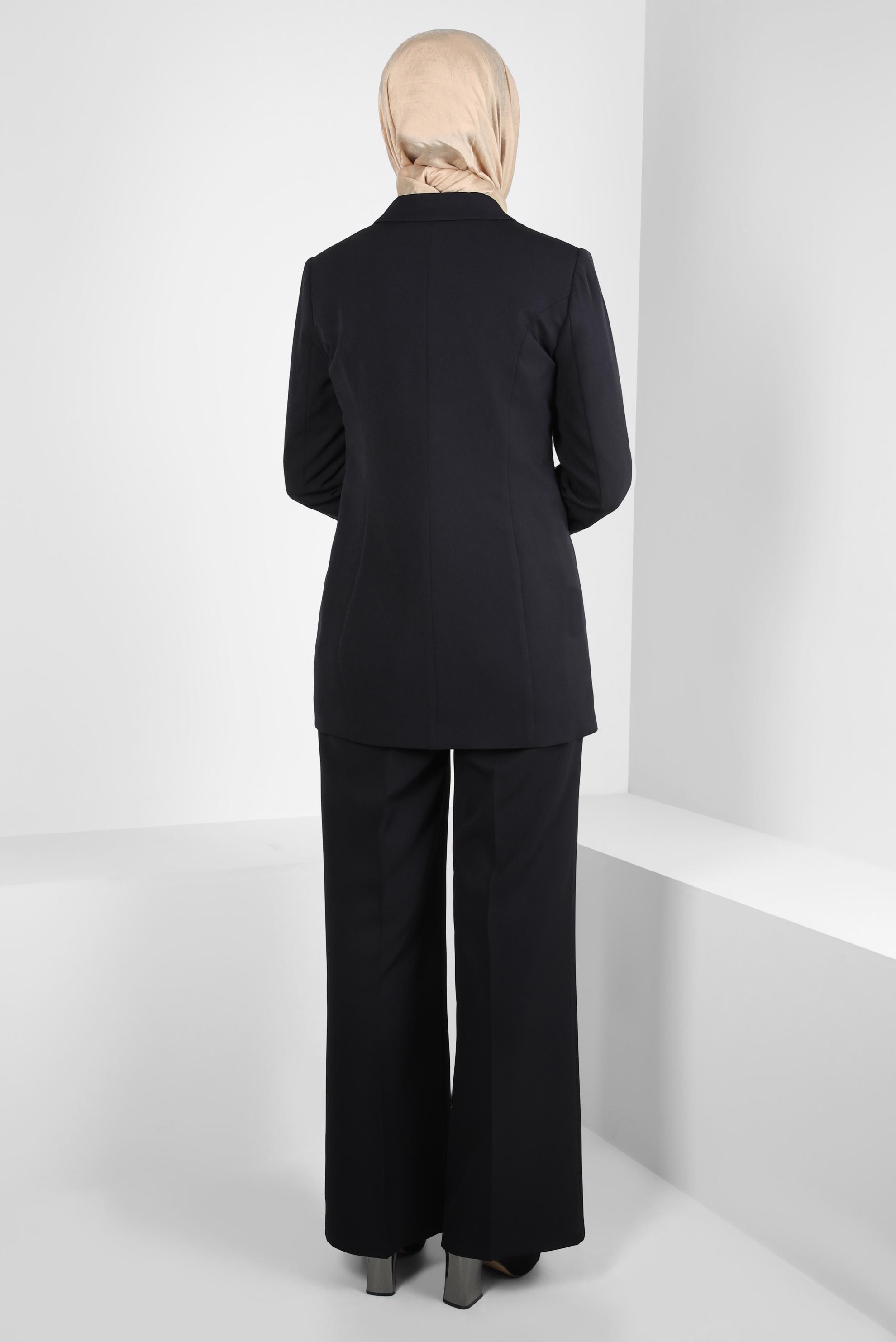 Tesettür giyim SİYAH ÜÇLÜ PANTOLONLU TAKIM 44199