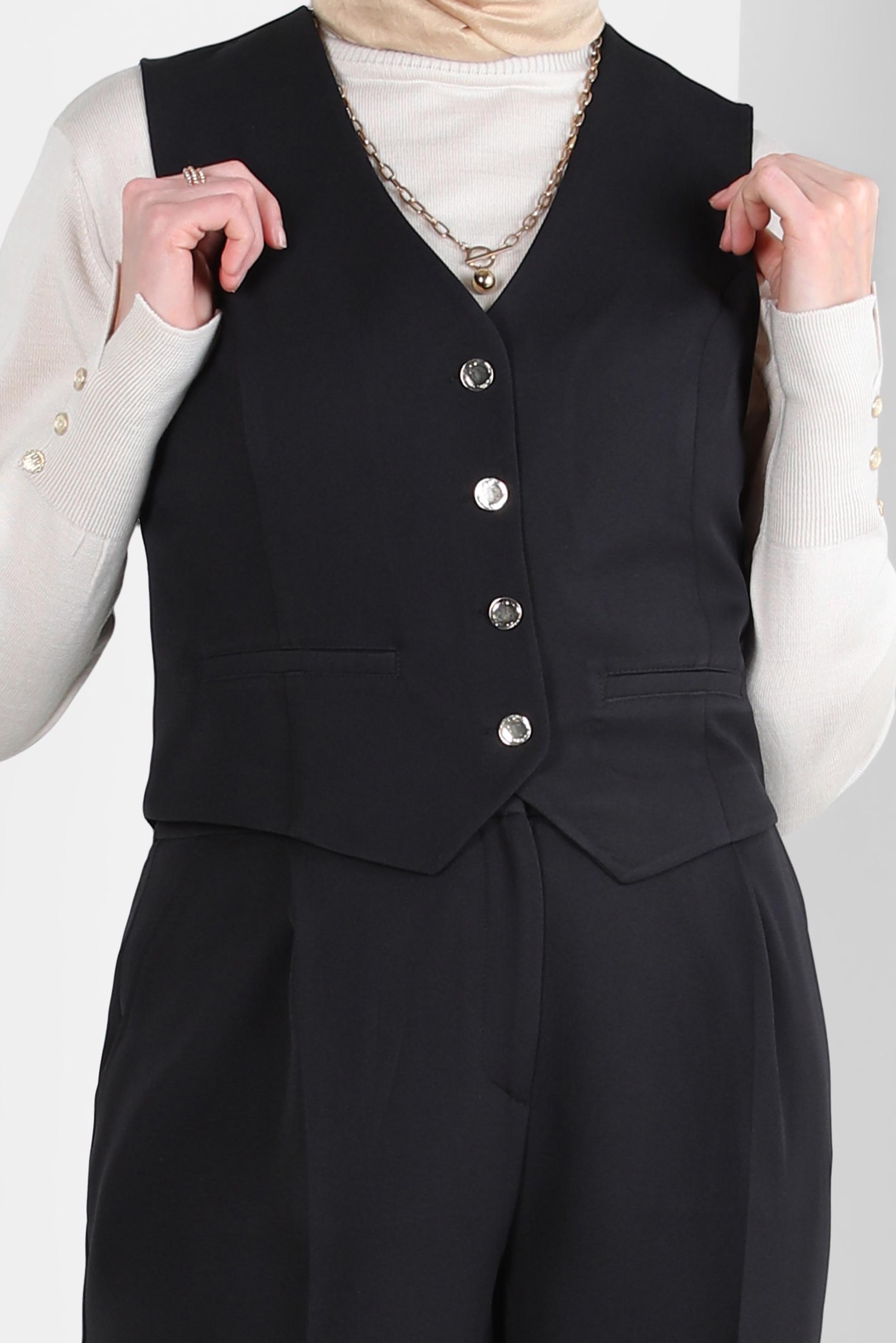 Tesettür giyim SİYAH ÜÇLÜ PANTOLONLU TAKIM 44199