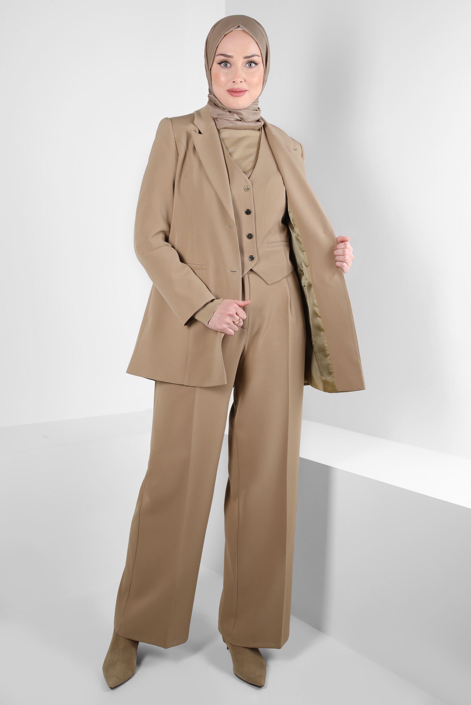 Hijab clothing BROWN THREE PANTS SUIT 44199