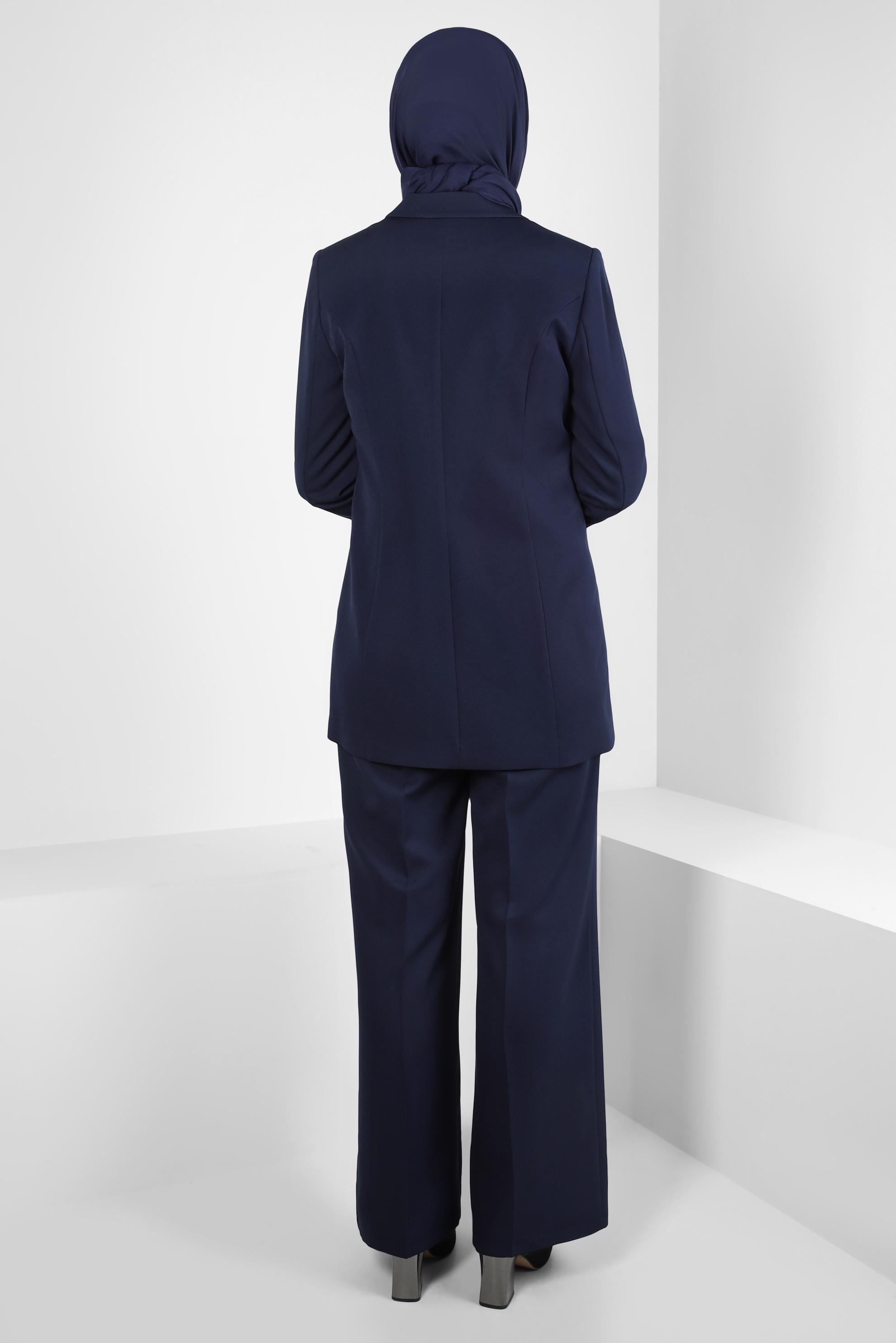 Tesettür giyim LACİVERT ÜÇLÜ PANTOLONLU TAKIM 44199