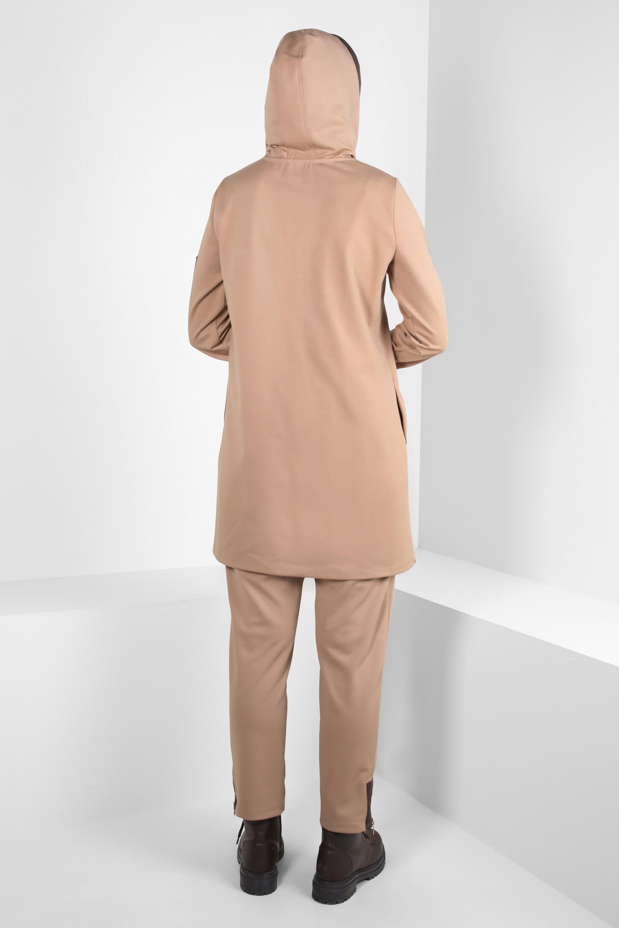 Hijab clothing BEIGE HOODED PANTS SUIT 44212